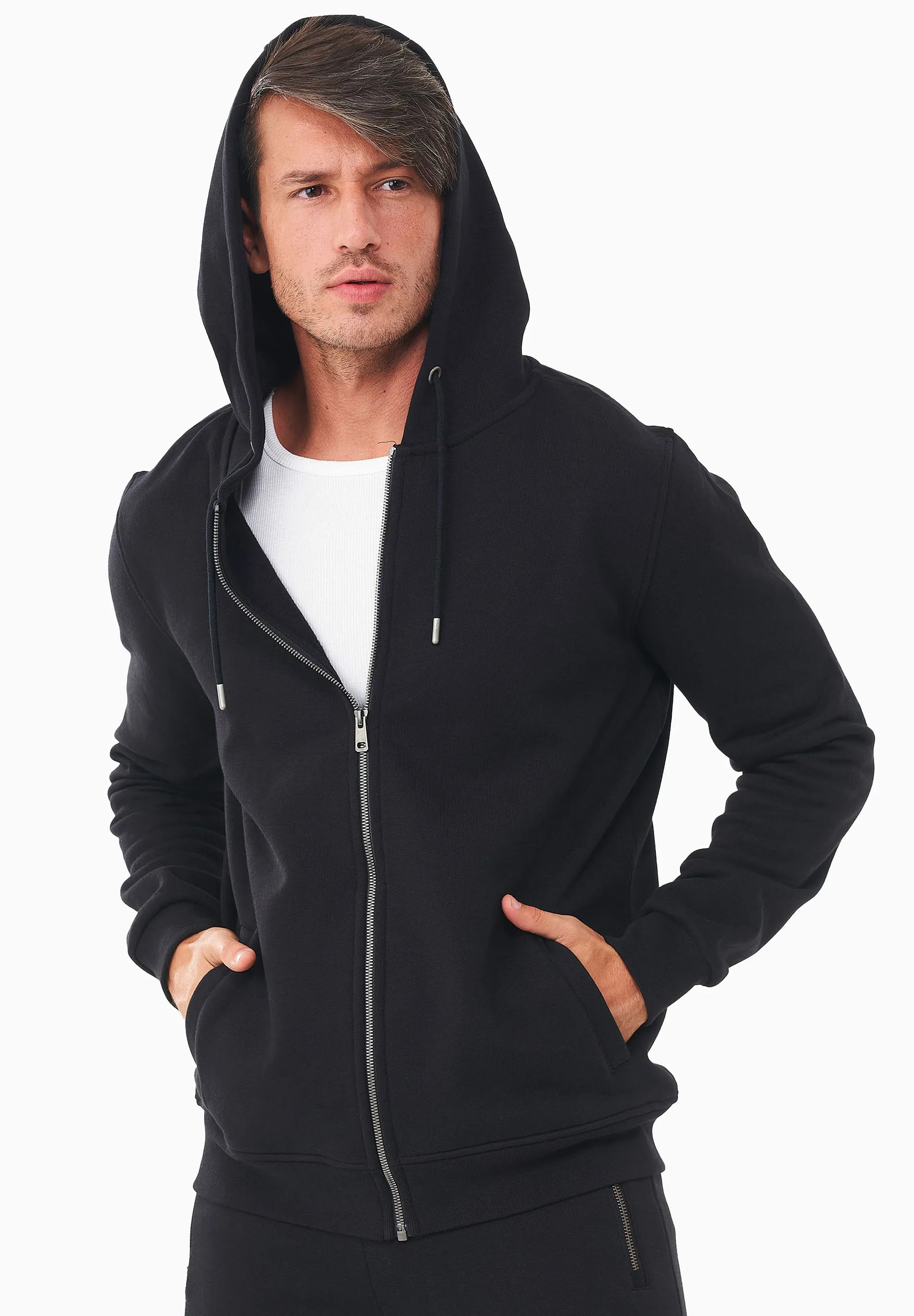 Men's Organic Cotton Fleece Zipper Hoodie Black sold by Ivalo.com product image thumbnail 4