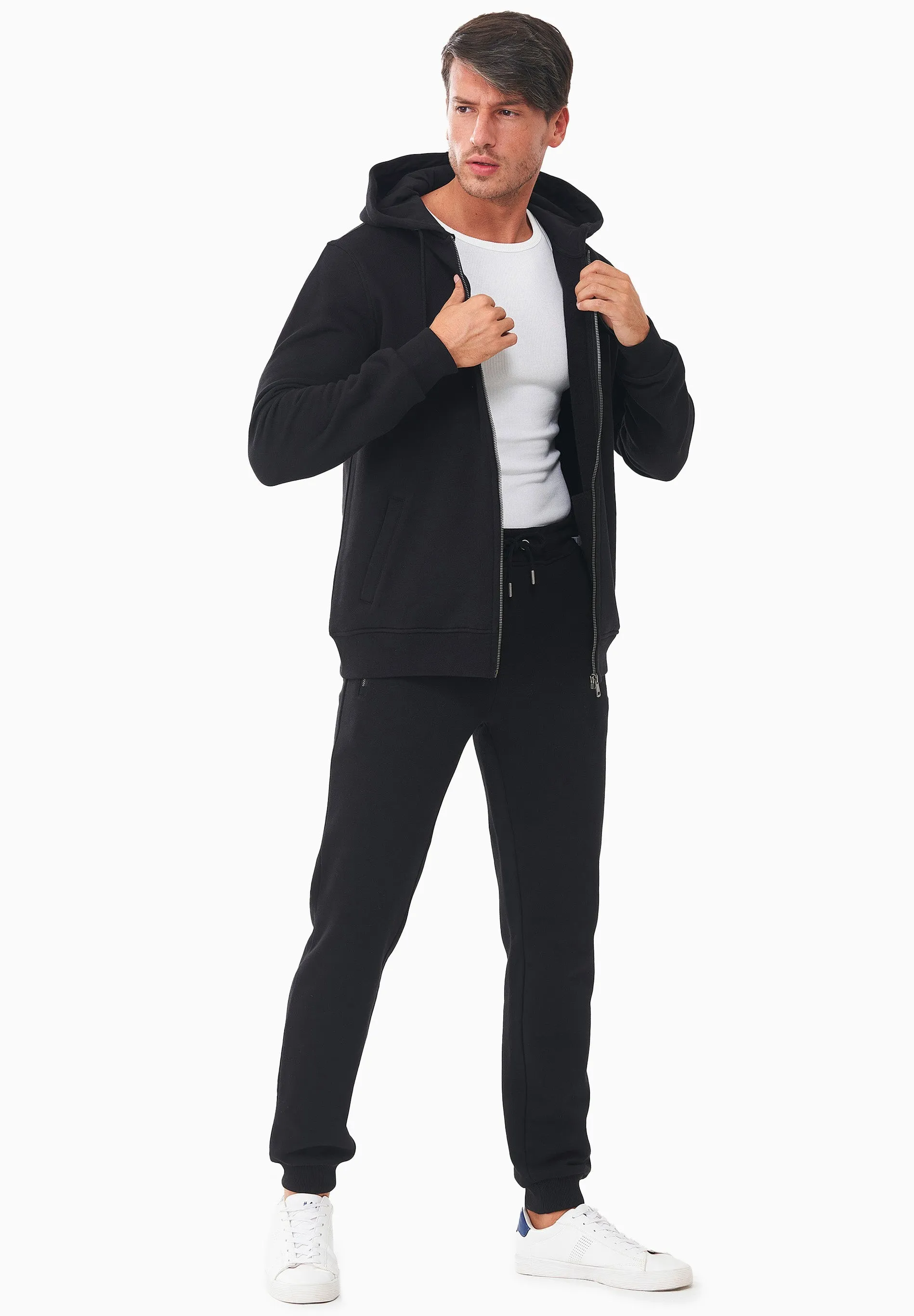 Men's Organic Cotton Fleece Zipper Hoodie Black sold by Ivalo.com product image thumbnail 3