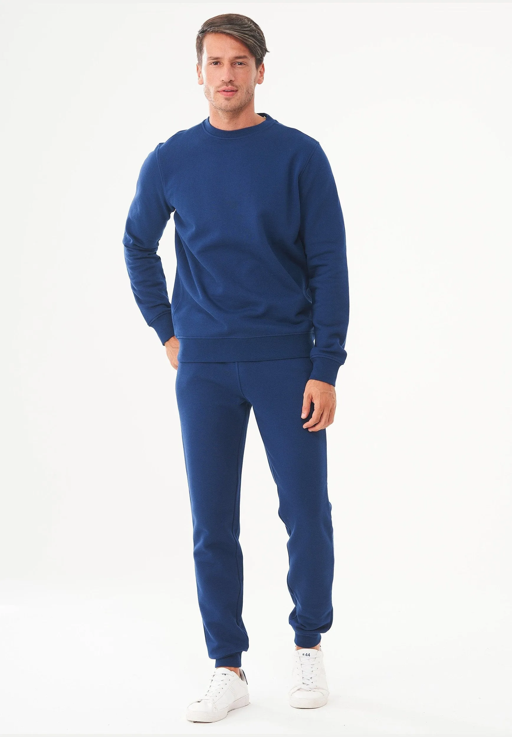 Men's Organic Cotton Fleece Sweatshirt Navy sold by Ivalo.com product image thumbnail 3