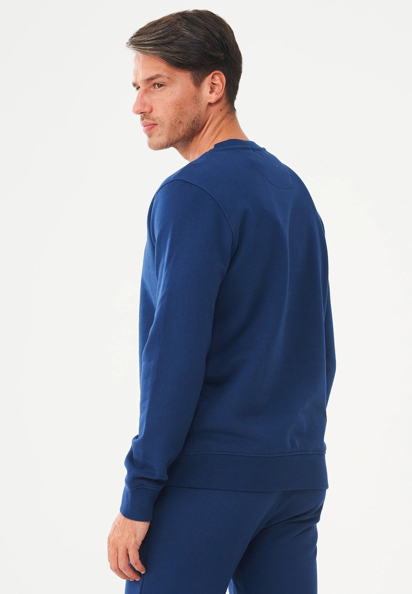 Men's Organic Cotton Fleece Sweatshirt Navy sold by Ivalo.com product image thumbnail 2