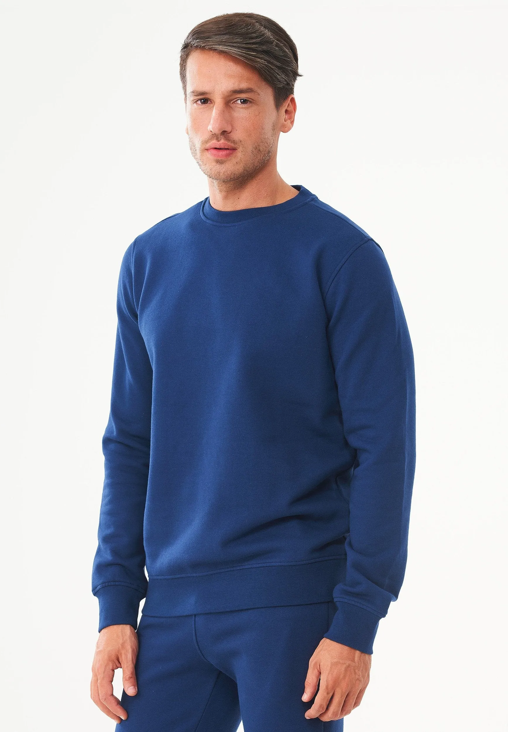 Men's Organic Cotton Fleece Sweatshirt Navy sold by Ivalo.com product image thumbnail 4