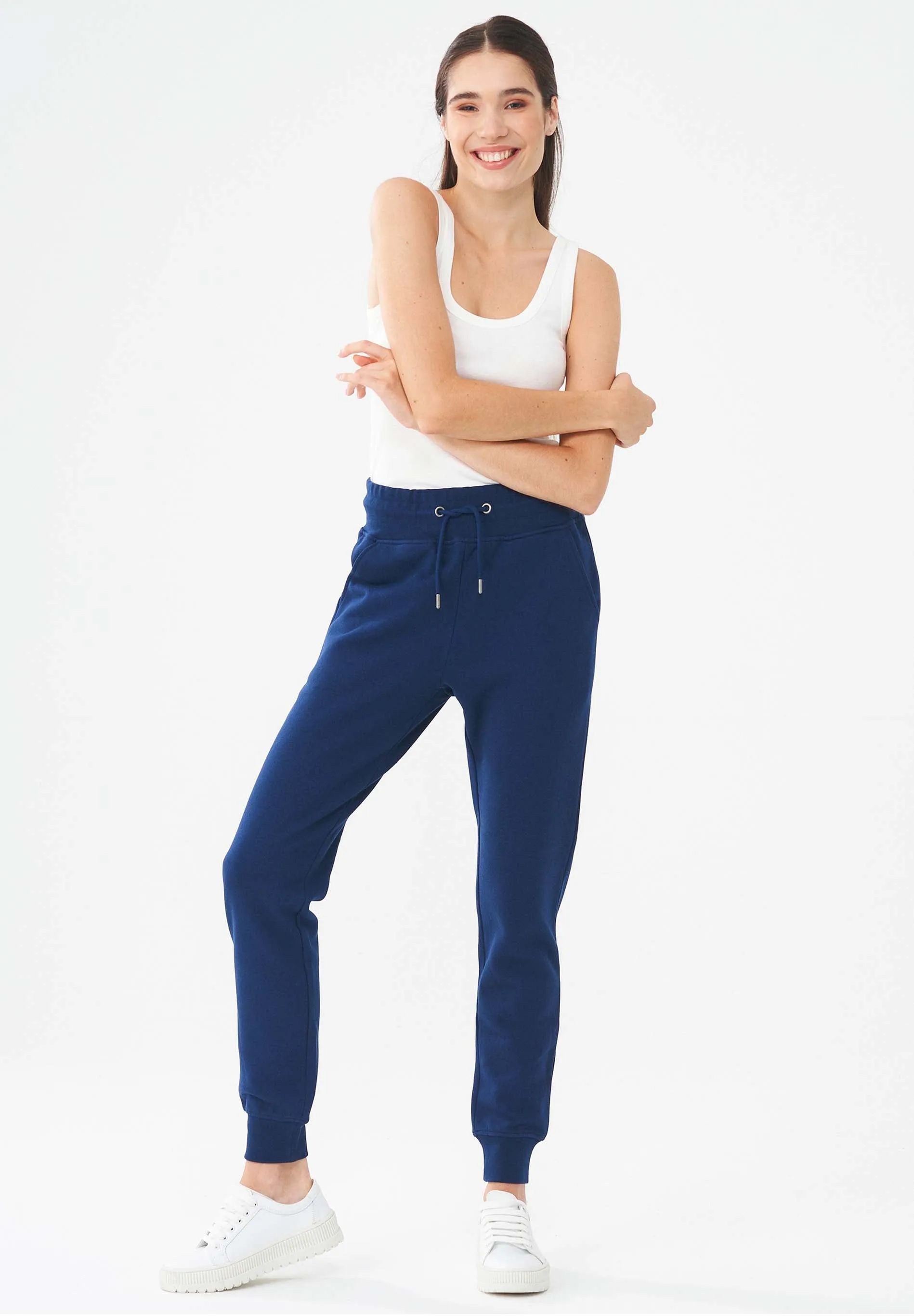High Waisted Organic Cotton Sweatpants Navy sold by Ivalo.com