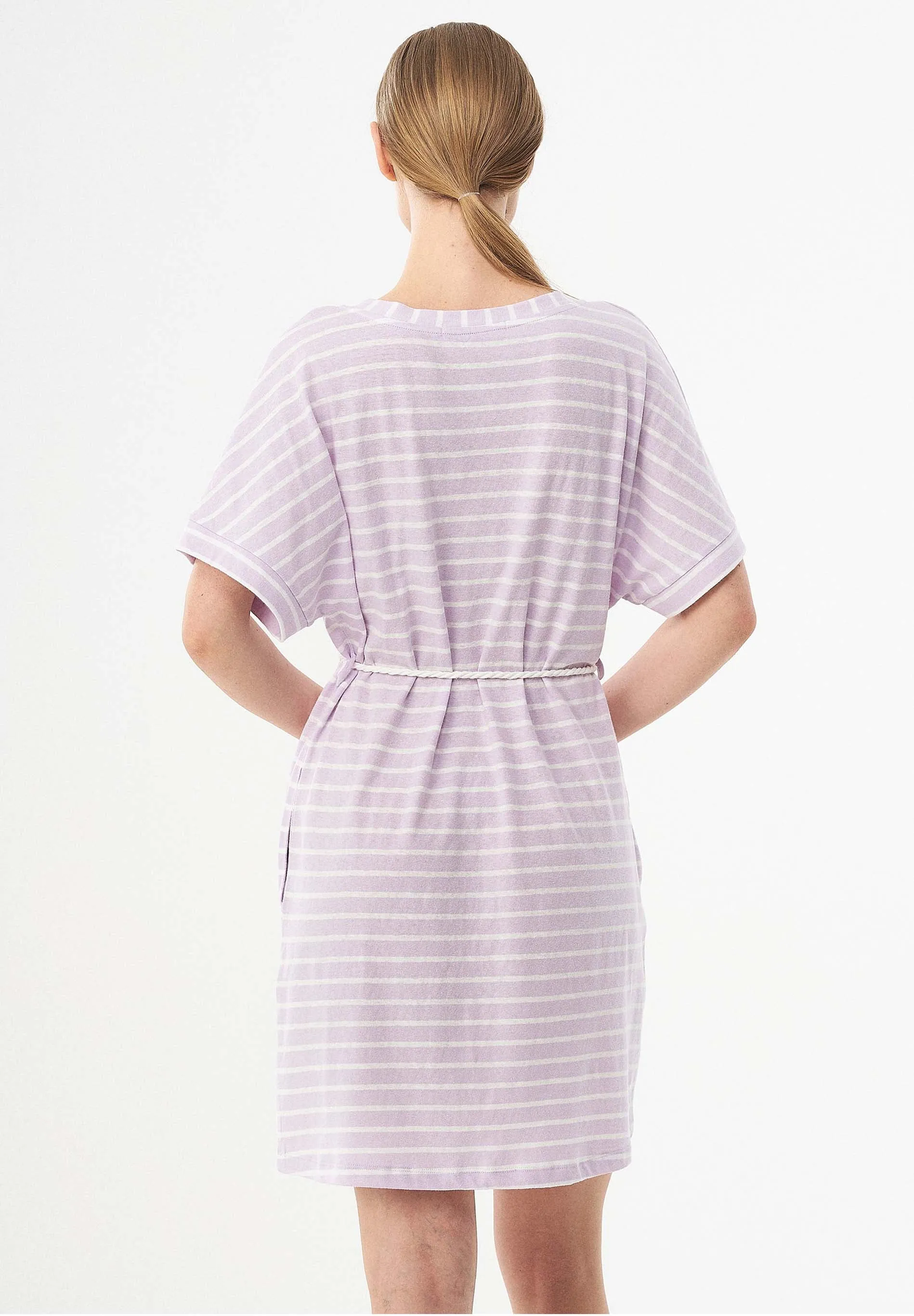 Striped Jersey Dress With Belt Lavender Fog/Off White sold by Ivalo.com product image thumbnail 2