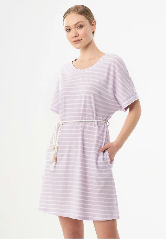 Striped Jersey Dress With Belt Lavender Fog/Off White sold by Ivalo.com