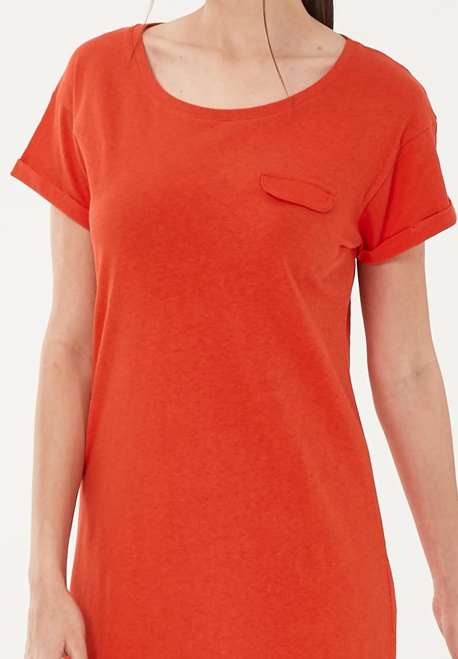 Linen Blend Jersey Dress With Fake Chest Pocket Red sold by Ivalo.com product image thumbnail 4