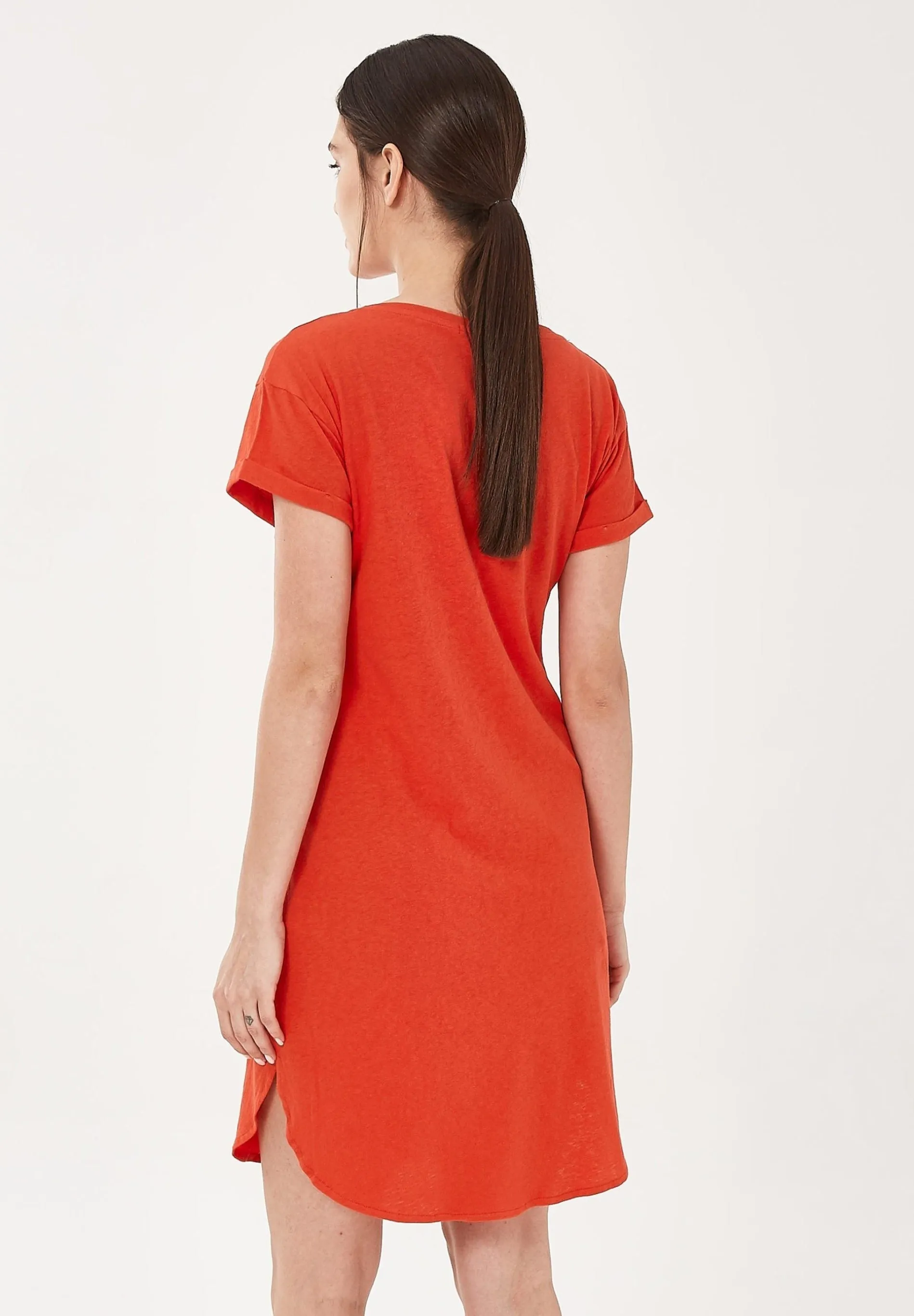 Linen Blend Jersey Dress With Fake Chest Pocket Red sold by Ivalo.com product image thumbnail 2