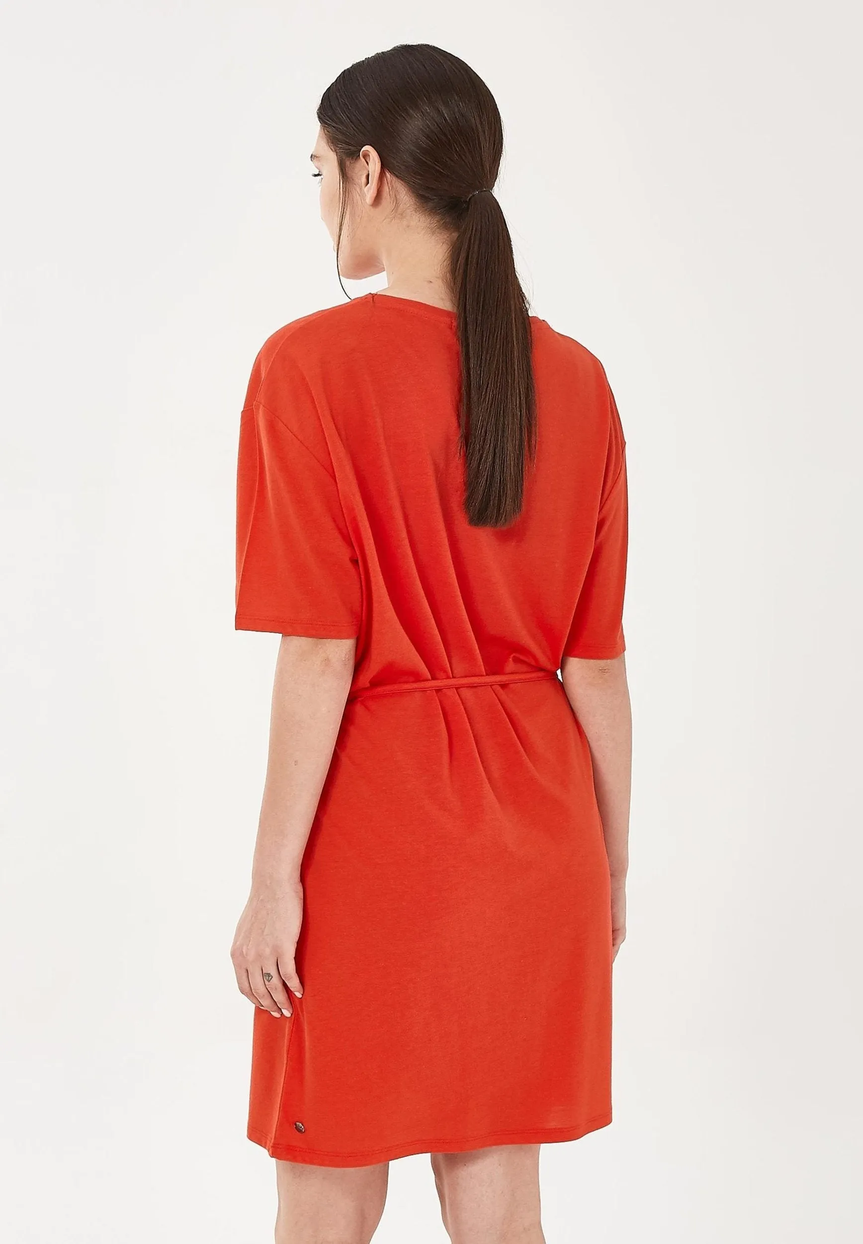 Loose Fit Belted Lyocell Blend Jersey Dress Red sold by Ivalo.com product image thumbnail 2