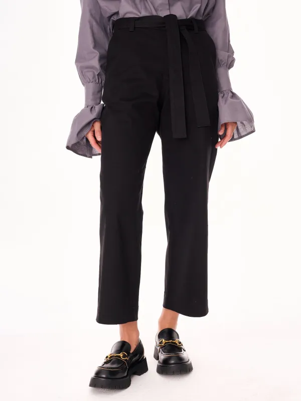 Remo Straight Cut 7/8 Cotton Trousers Black sold by Ivalo.com