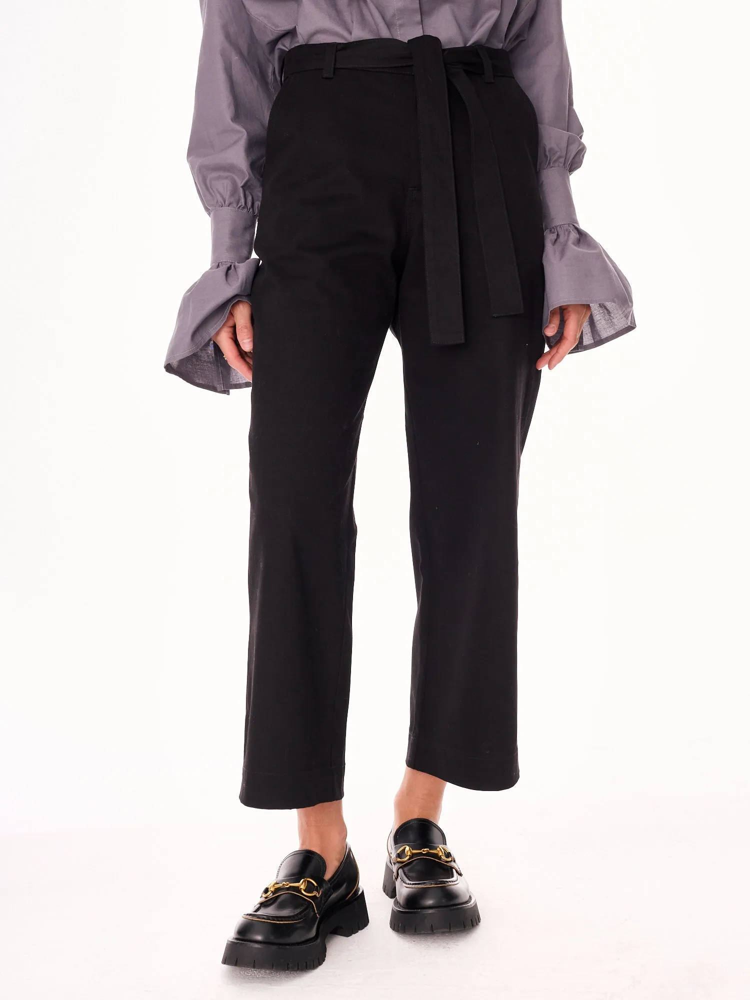 Remo Straight Cut 7/8 Cotton Trousers Black sold by Ivalo.com