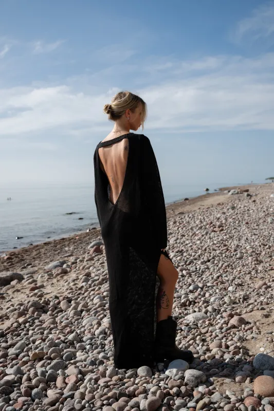 Mare Linen Long Dress Black made by Ivalo.com