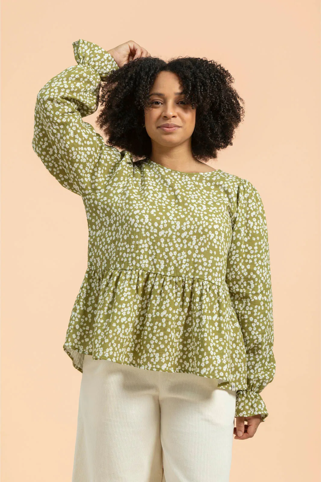 Flounce Blouse Flora Olive sold by Ivalo.com