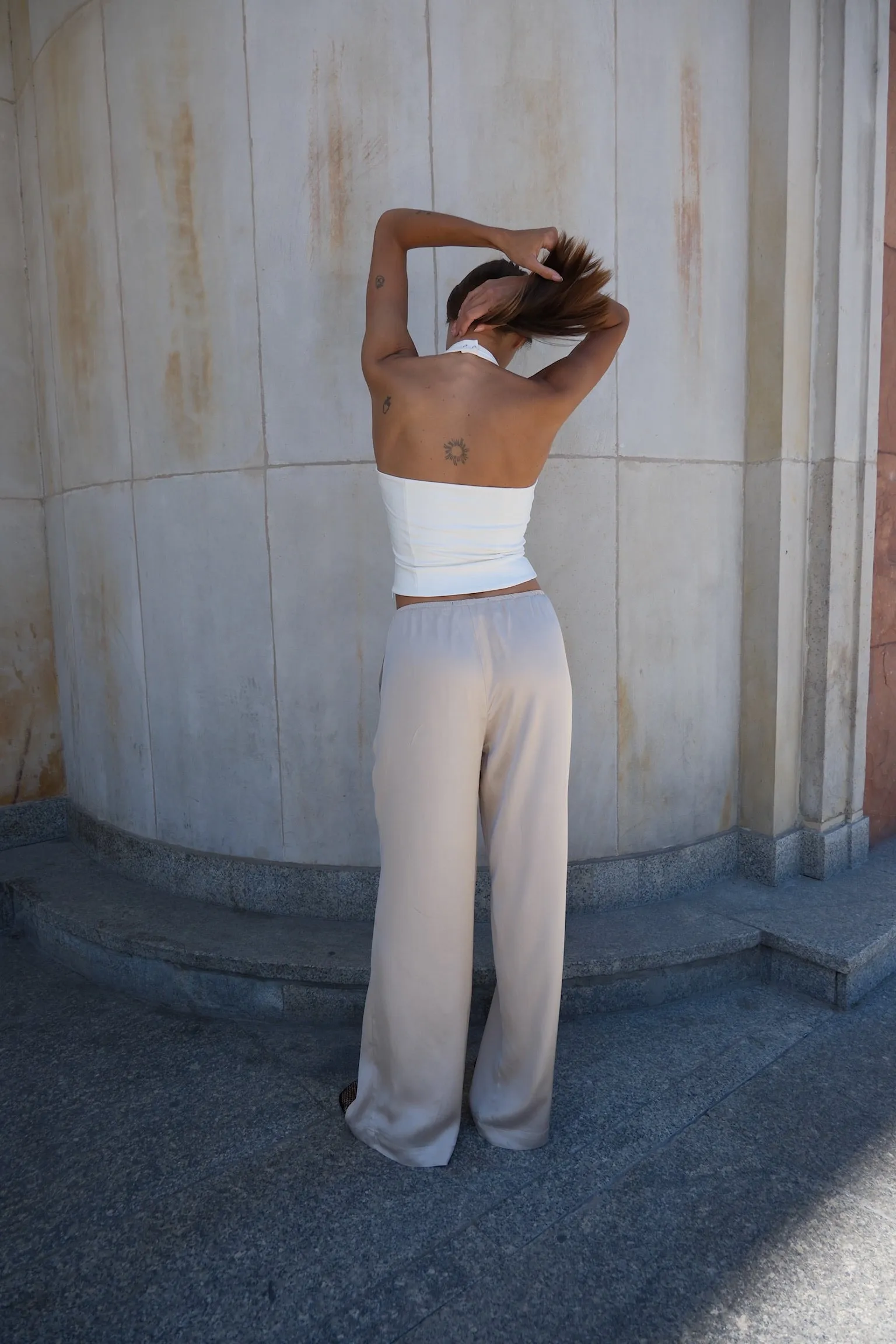 Satin Trousers With Tied Pockets Beige sold by Ivalo.com product image thumbnail 2