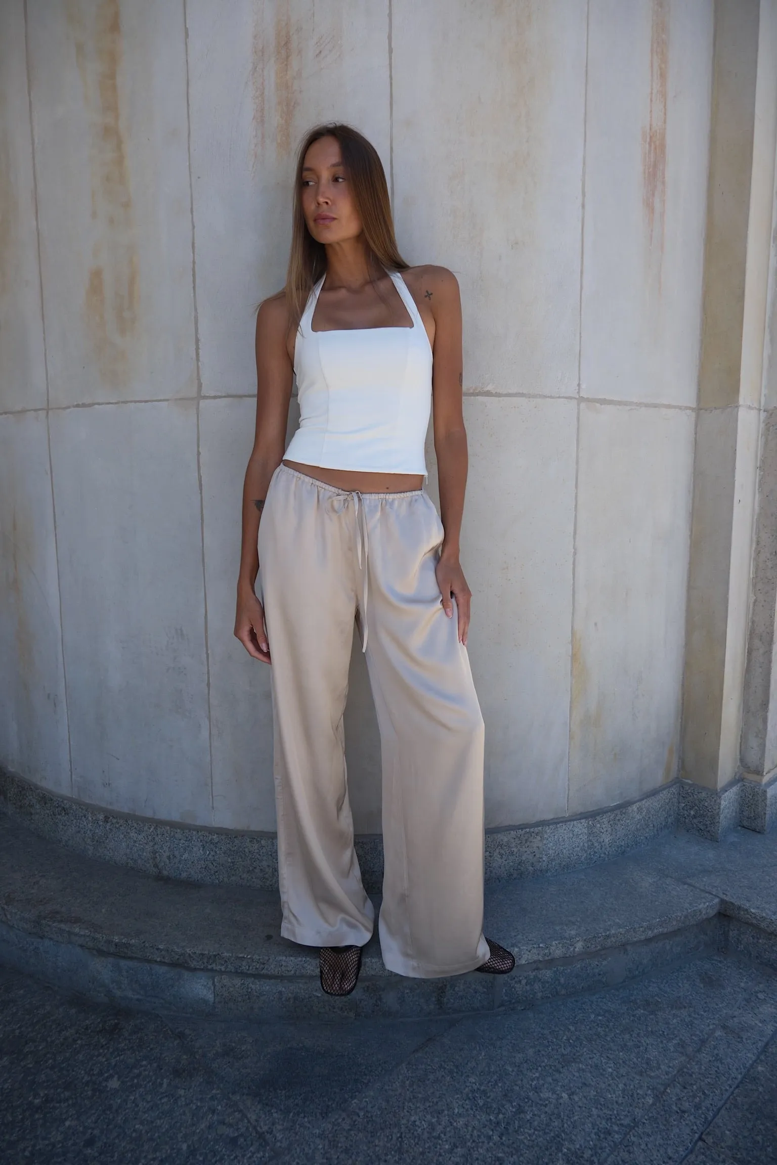 Satin Trousers With Tied Pockets Beige sold by Ivalo.com product image thumbnail 3