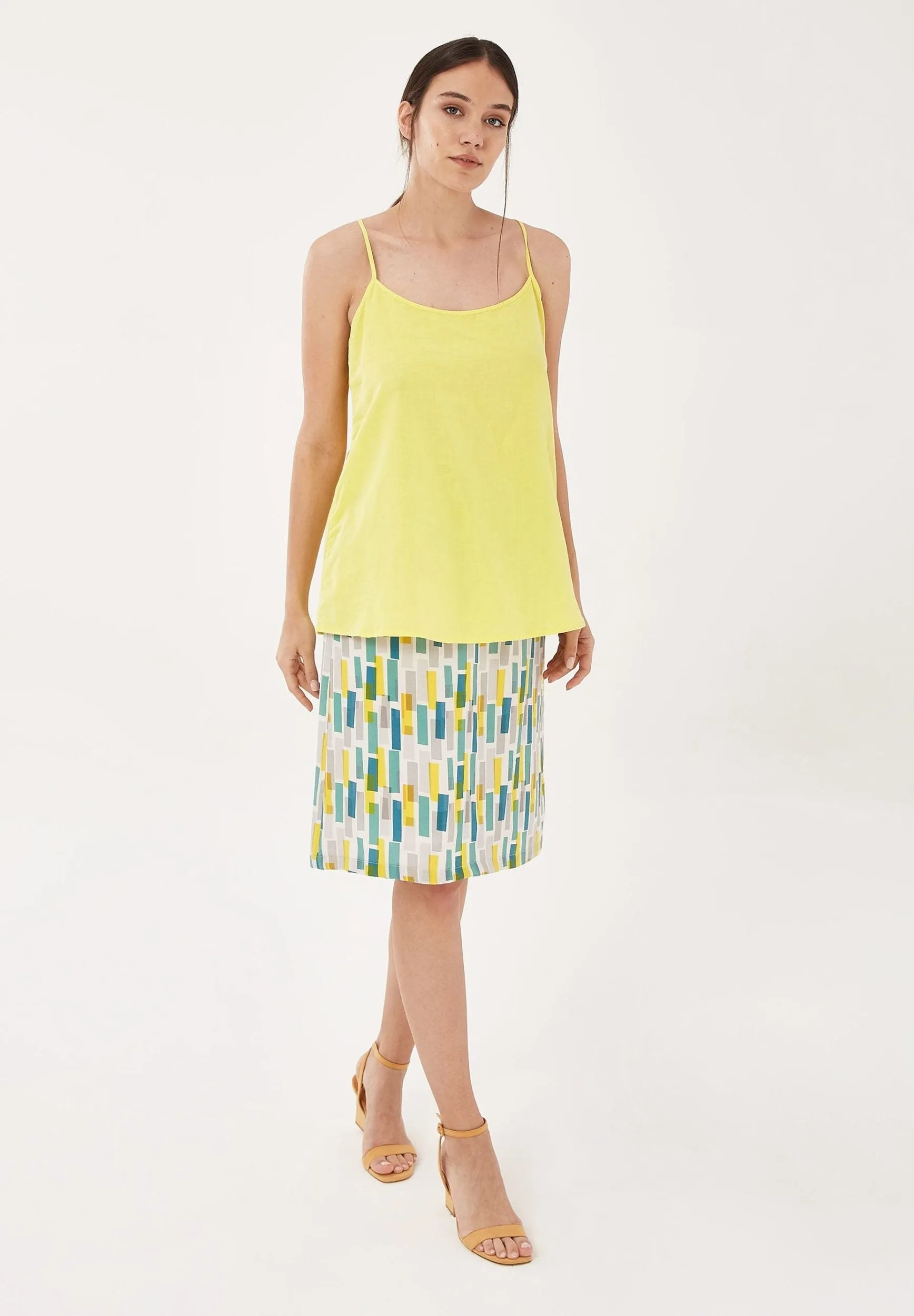 Women's Linen Blend Spaghetti Strap Top Lemonade sold by Ivalo.com product image thumbnail 4