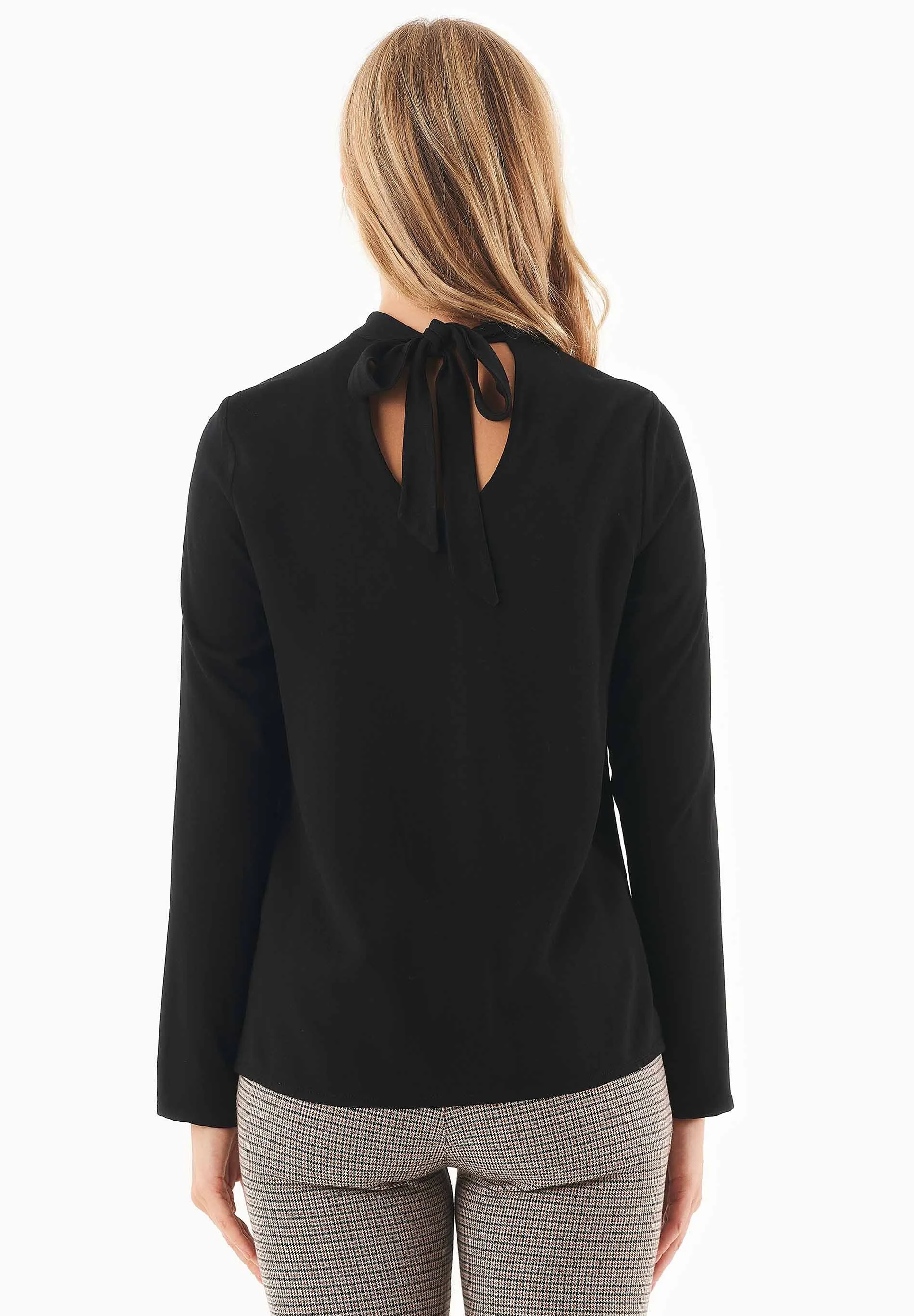 Women's Viscose Blouse With Tie At The Neck Black sold by Ivalo.com product image thumbnail 5