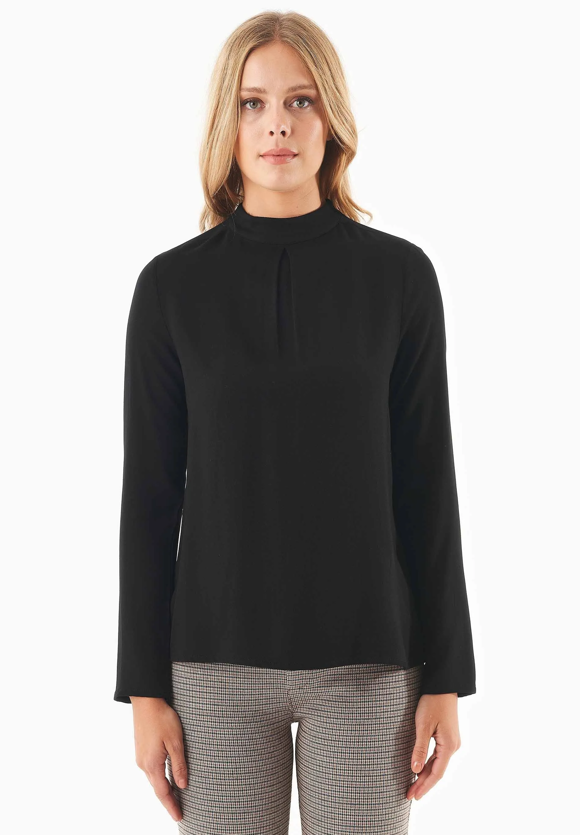 Women's Viscose Blouse With Tie At The Neck Black sold by Ivalo.com product image thumbnail 3