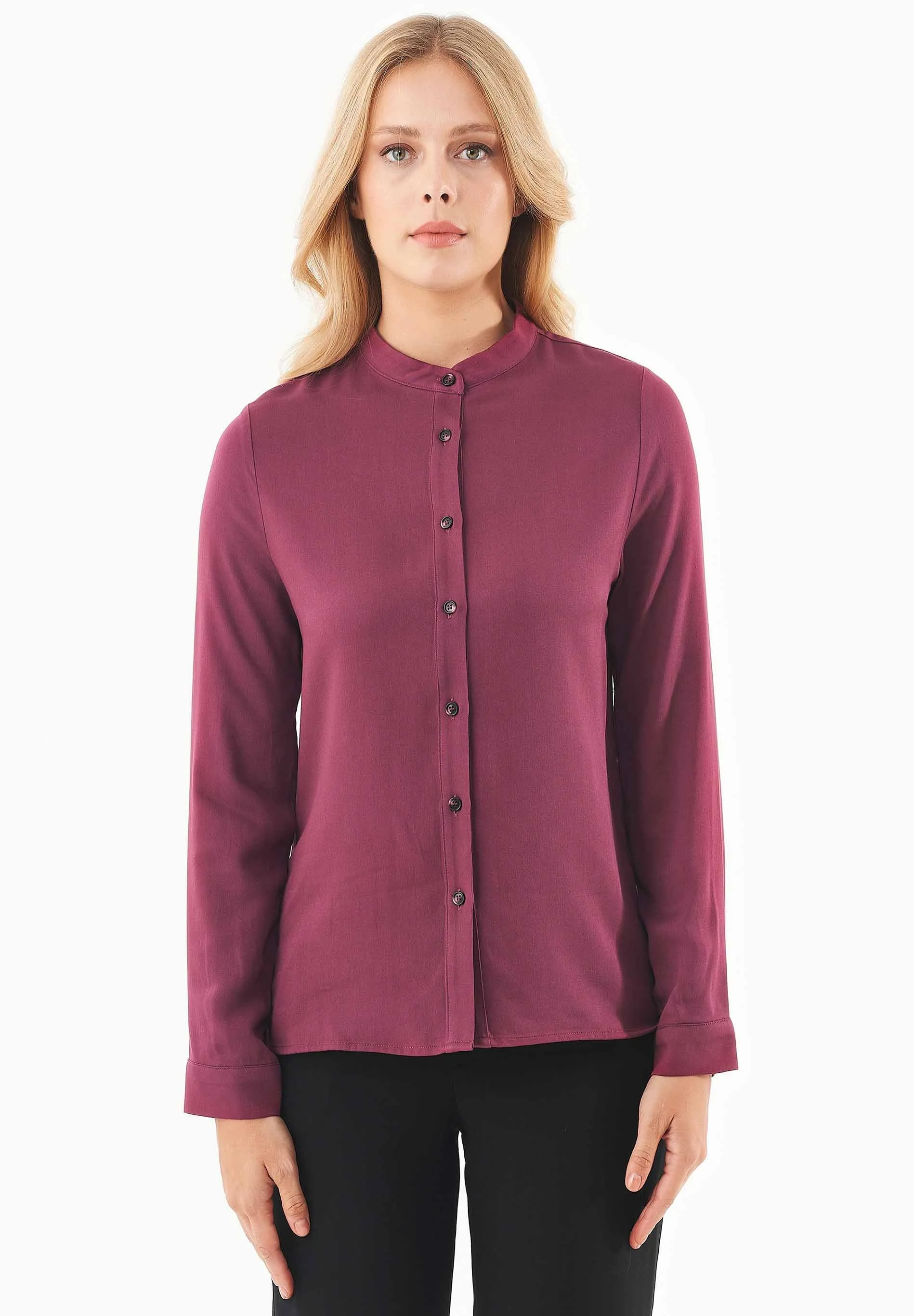 Women's Viscose Button-Up Blouse Wine sold by Ivalo.com