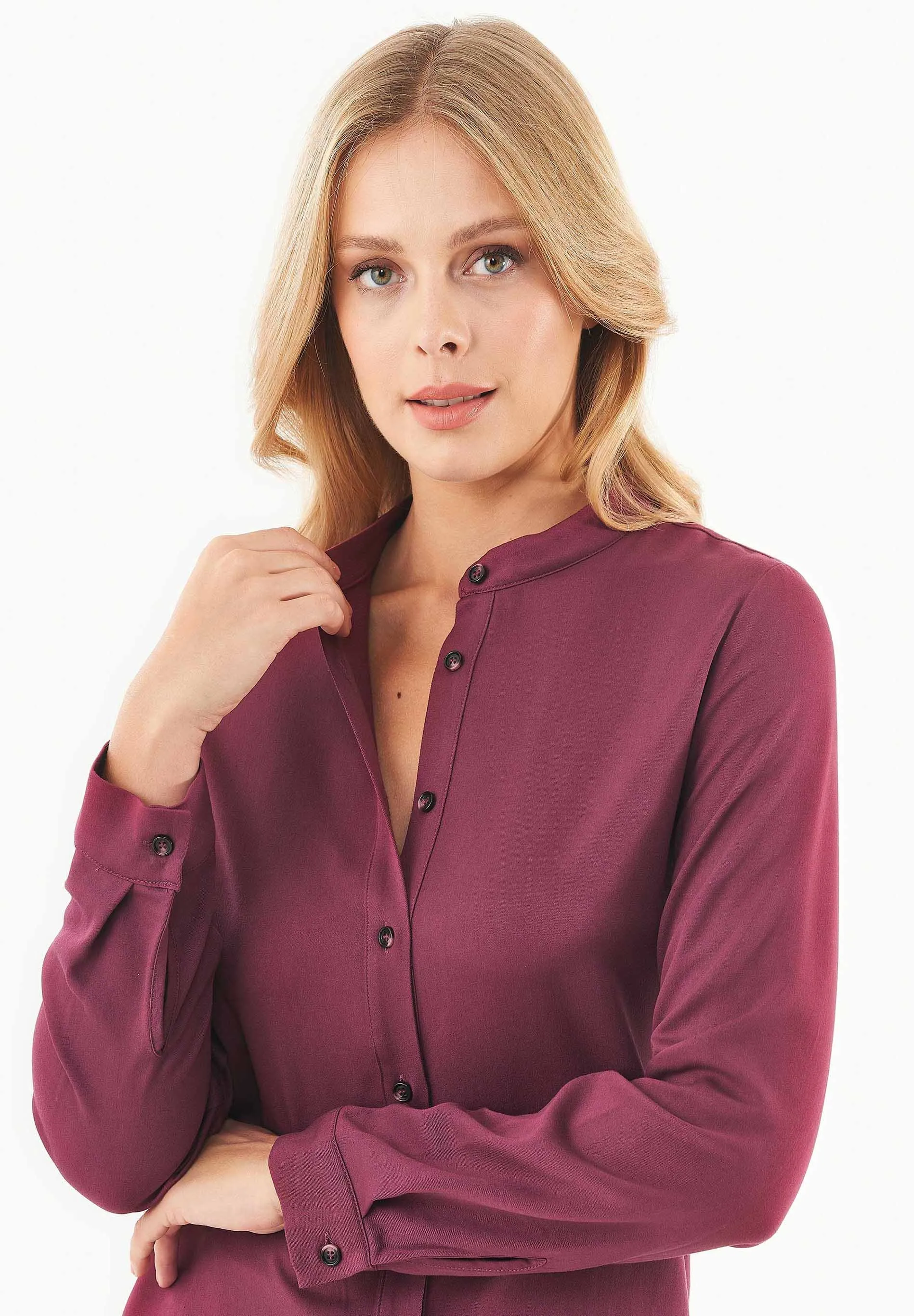 Women's Viscose Button-Up Blouse Wine sold by Ivalo.com product image thumbnail 2