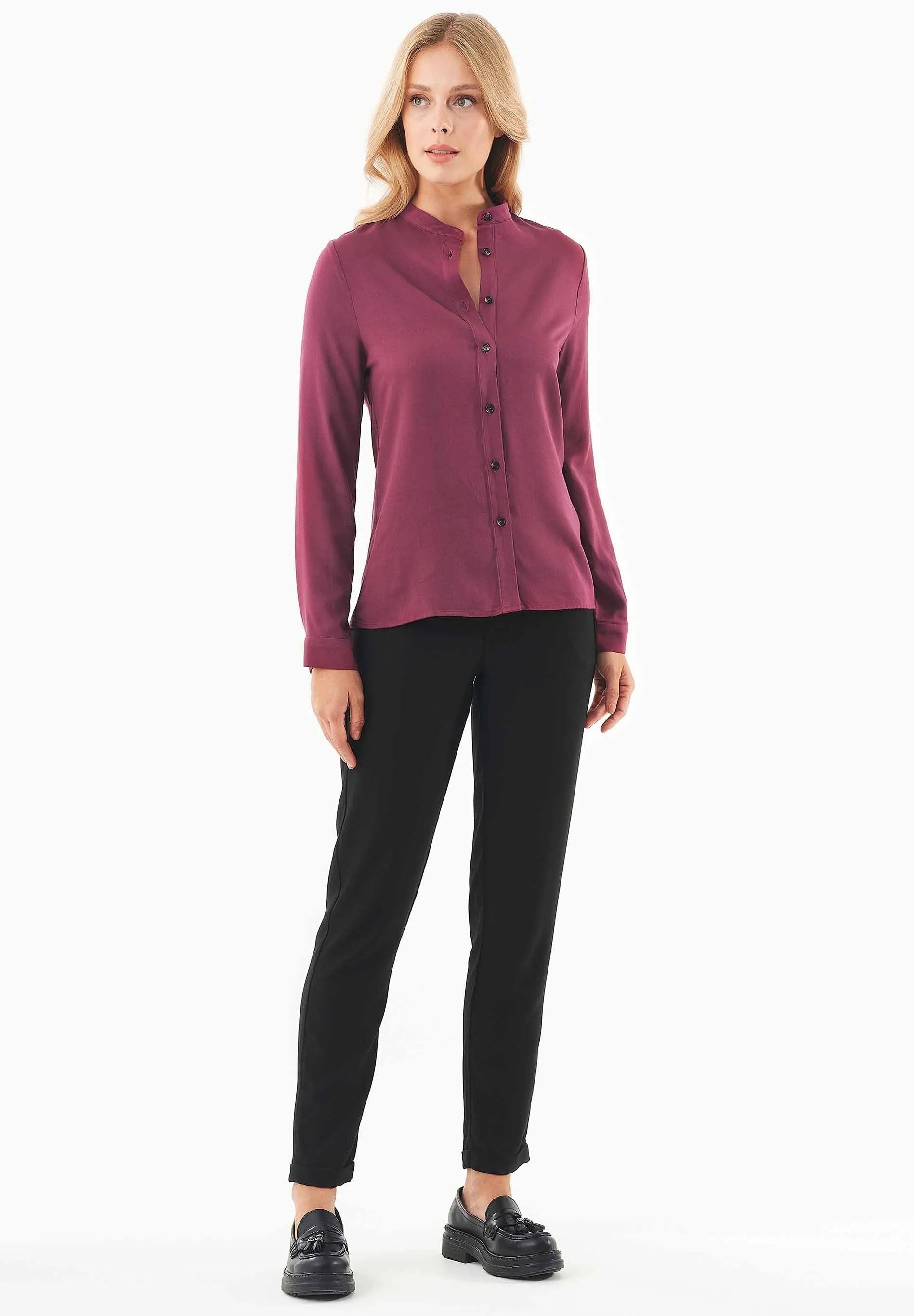 Women's Viscose Button-Up Blouse Wine sold by Ivalo.com product image thumbnail 3