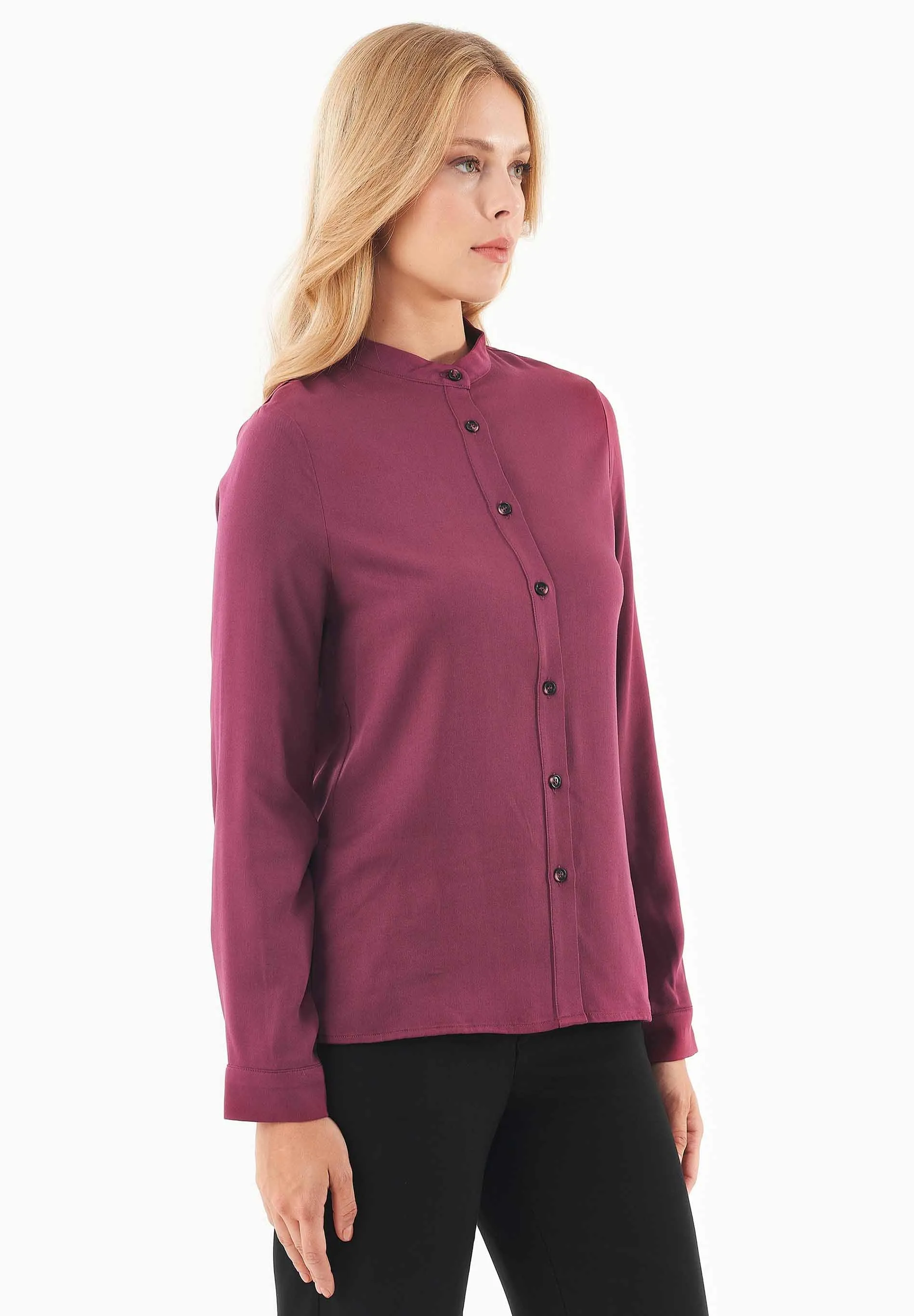 Women's Viscose Button-Up Blouse Wine sold by Ivalo.com product image thumbnail 4