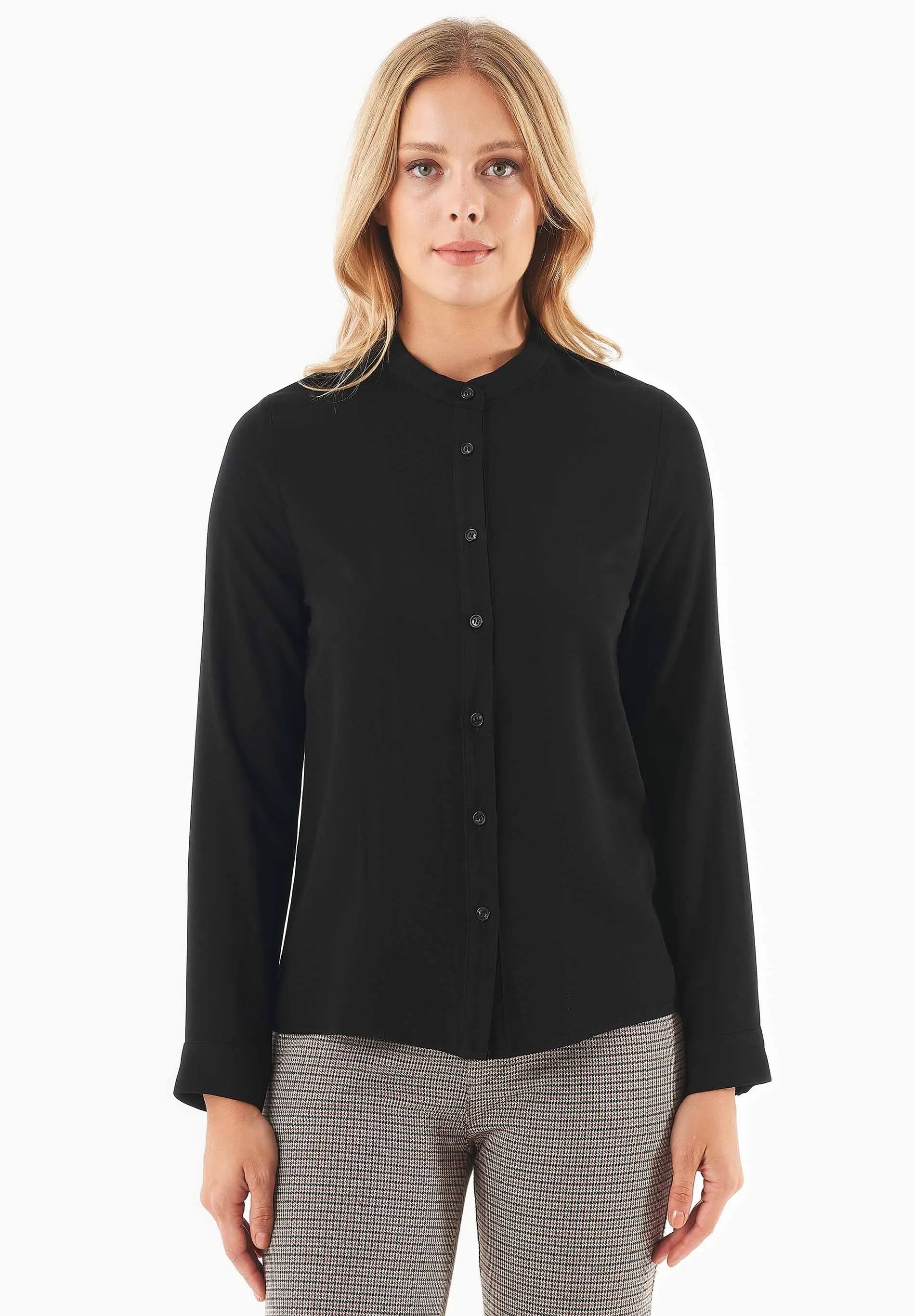 Women's Viscose Button-Up Blouse Black sold by Ivalo.com