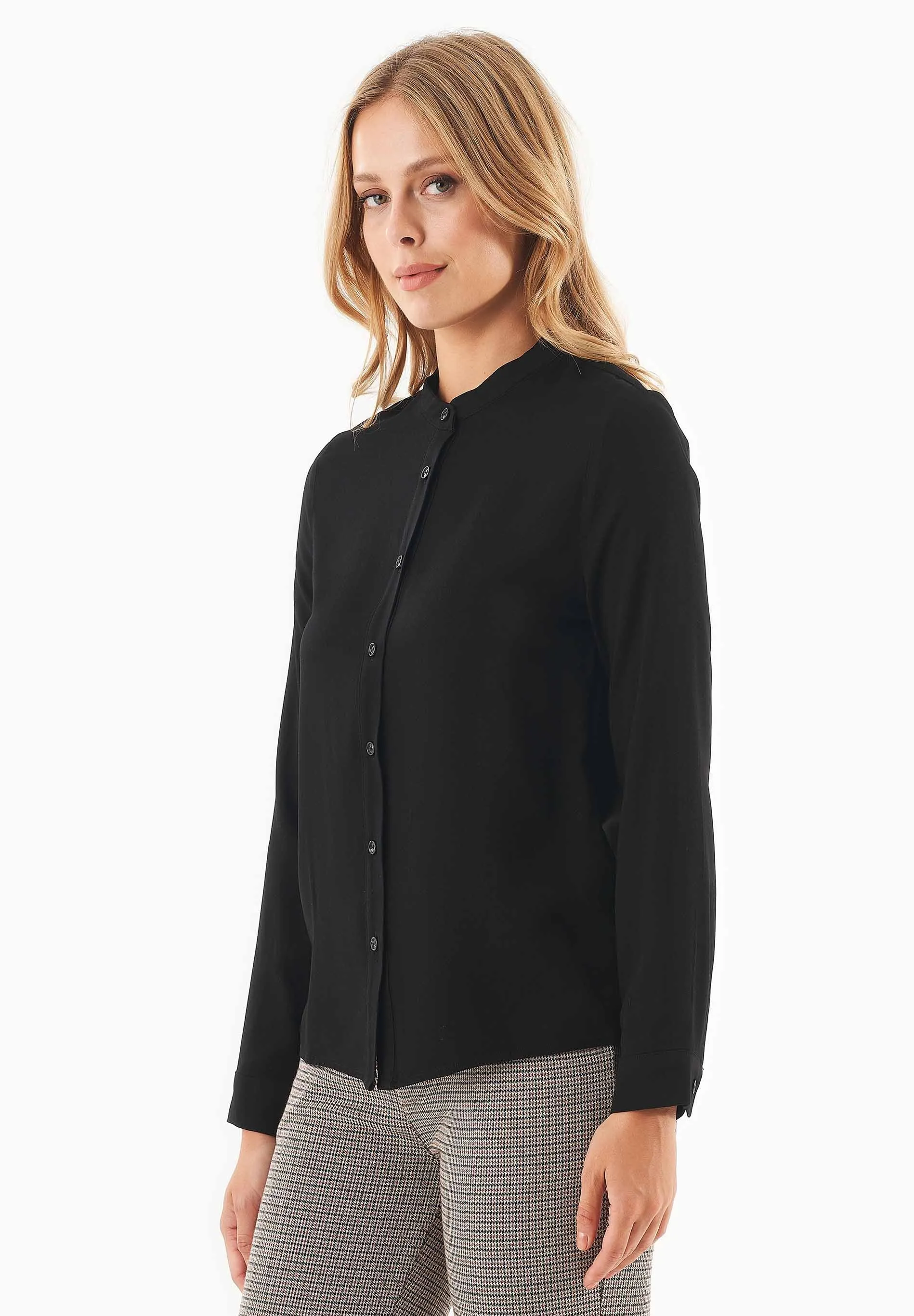 Women's Viscose Button-Up Blouse Black sold by Ivalo.com product image thumbnail 5