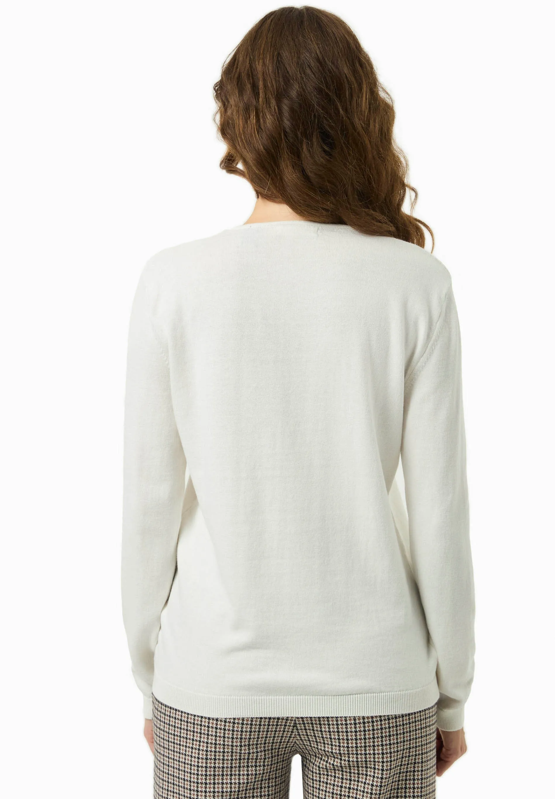 V-Neck Knitted Organic Cotton Sweater Off White sold by Ivalo.com product image thumbnail 2