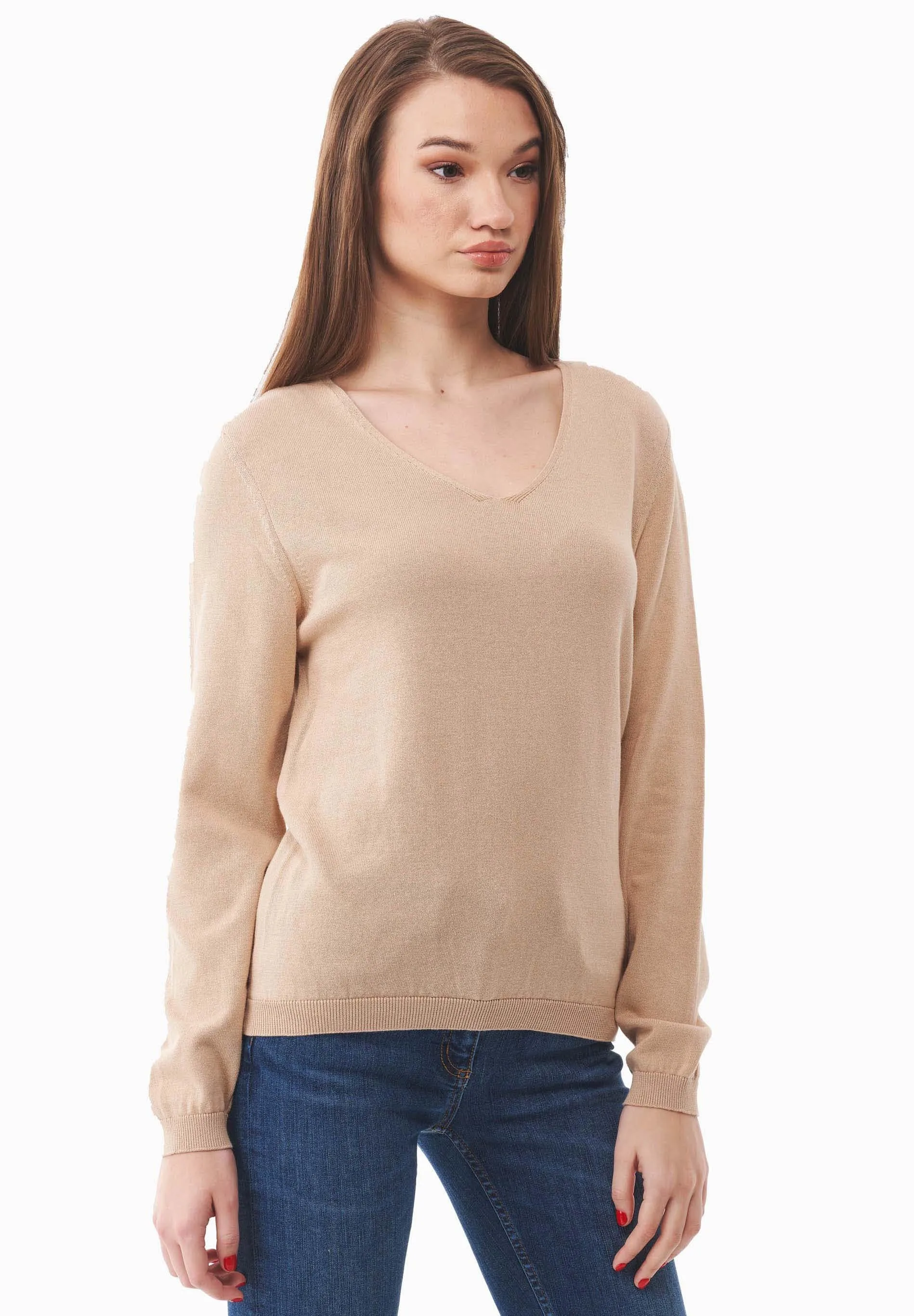 V-Neck Knitted Organic Cotton Sweater Beige sold by Ivalo.com product image thumbnail 4