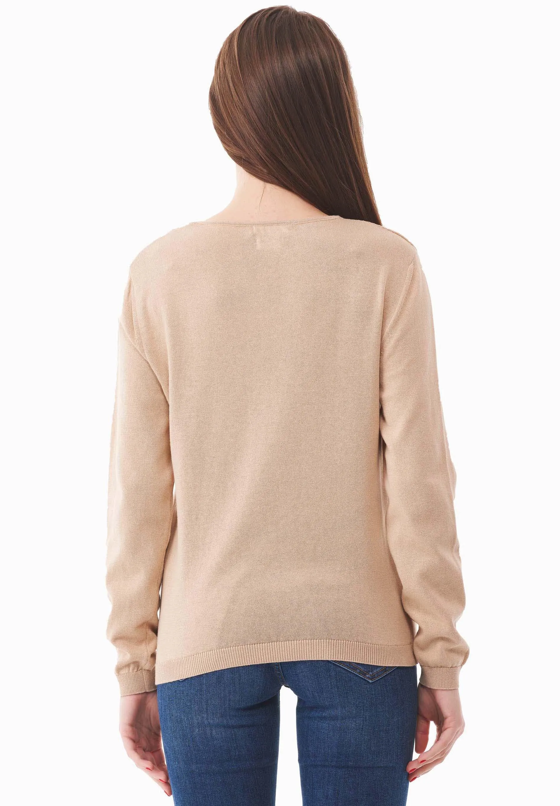 V-Neck Knitted Organic Cotton Sweater Beige sold by Ivalo.com product image thumbnail 2