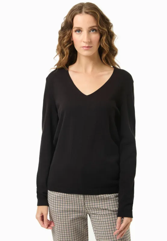 V-Neck Knitted Organic Cotton Sweater Black sold by Ivalo.com