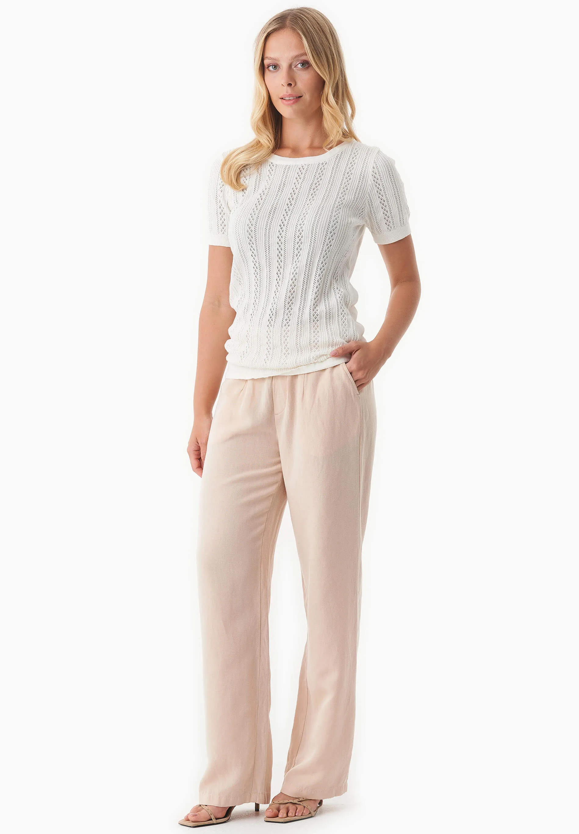 Women's Textured Knit T-Shirt Off White sold by Ivalo.com product image thumbnail 3