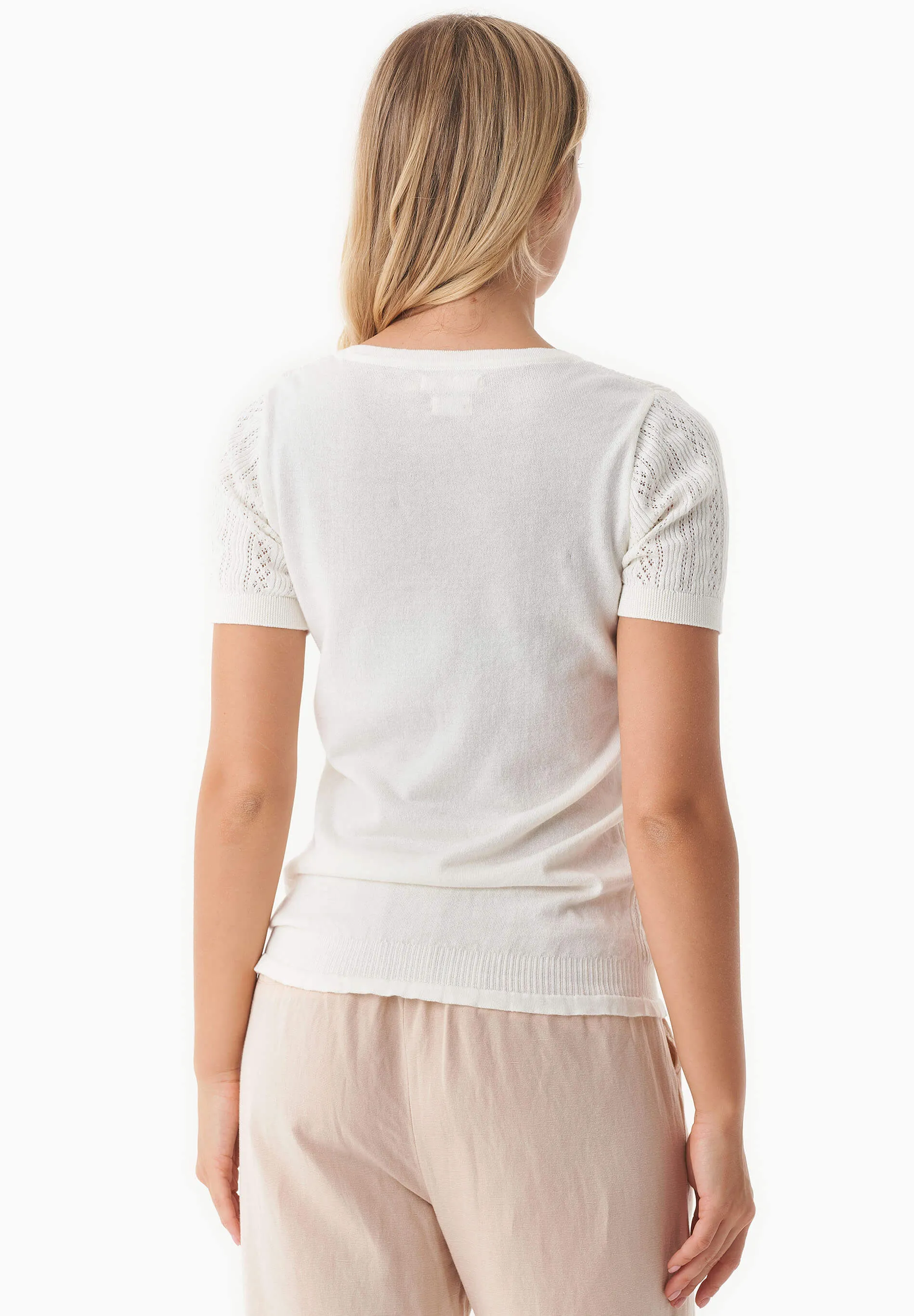 Women's Textured Knit T-Shirt Off White sold by Ivalo.com product image thumbnail 2