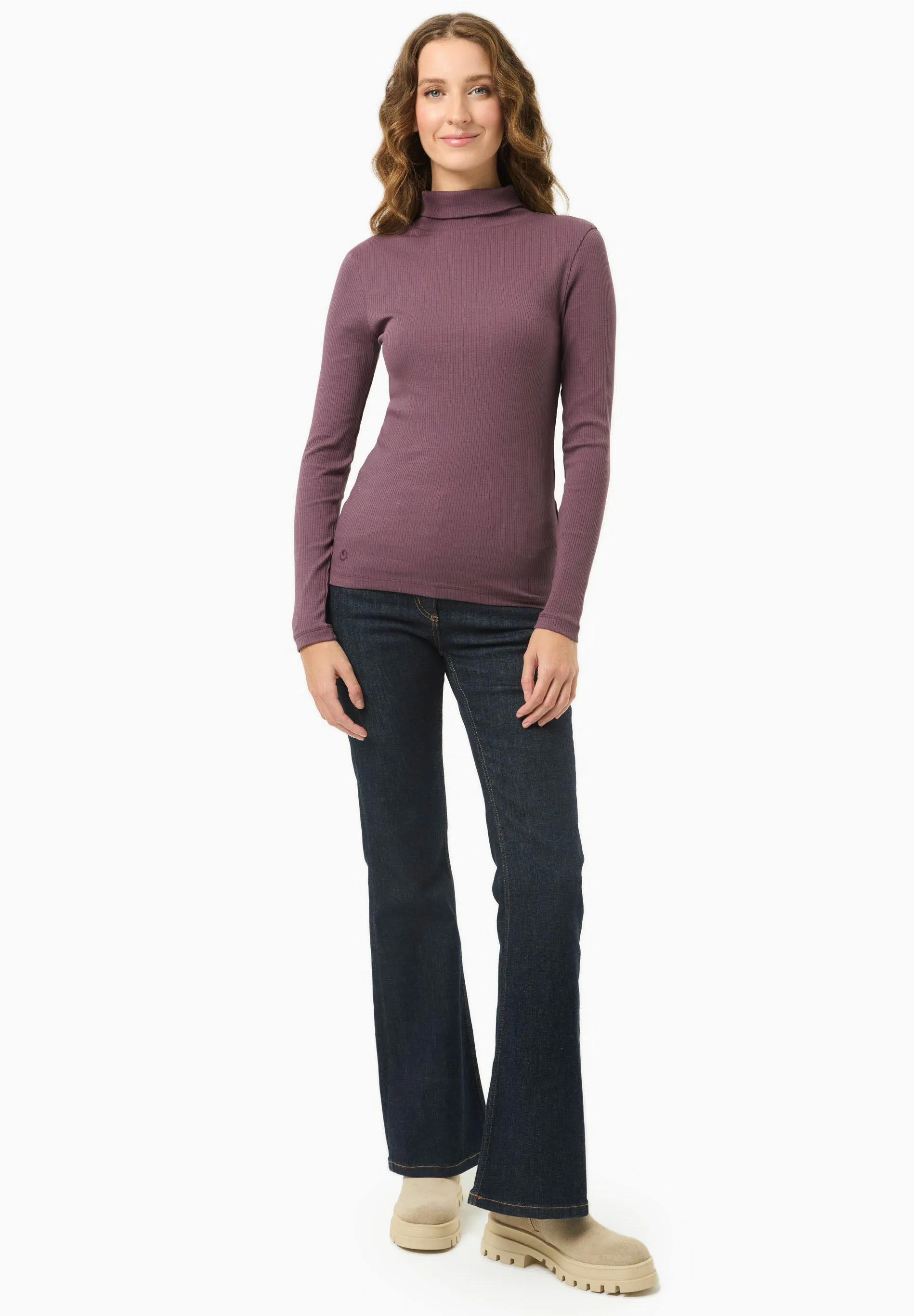 Women's Long Sleeved Cotton Turtleneck Dark Fig sold by Ivalo.com product image thumbnail 3