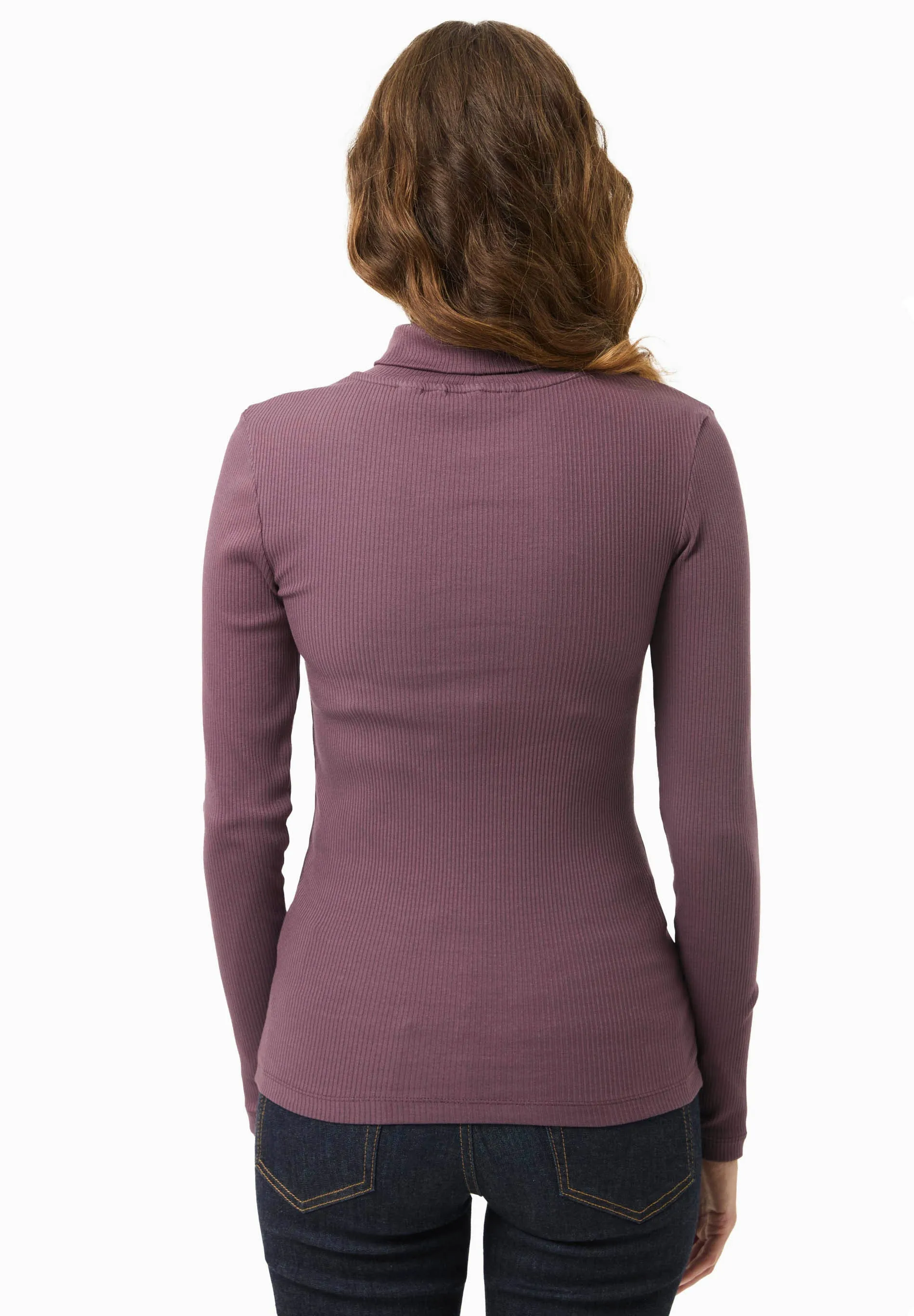 Women's Long Sleeved Cotton Turtleneck Dark Fig sold by Ivalo.com product image thumbnail 2