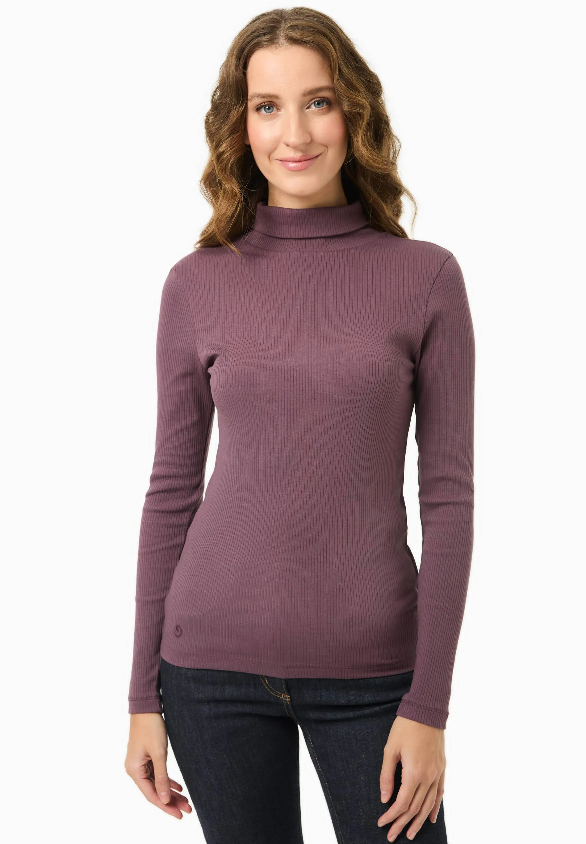 Women's Long Sleeved Cotton Turtleneck Dark Fig sold by Ivalo.com