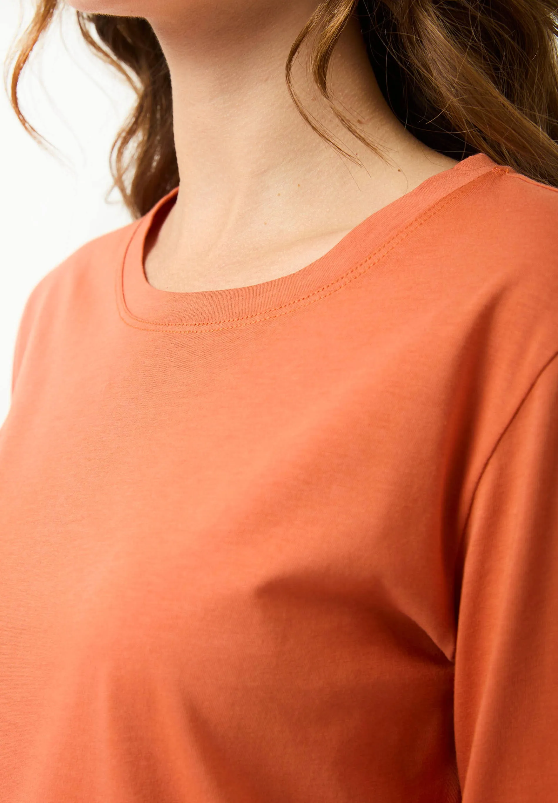 Women's Casual Long-Sleeved T-Shirt Dark Orange sold by Ivalo.com product image thumbnail 5