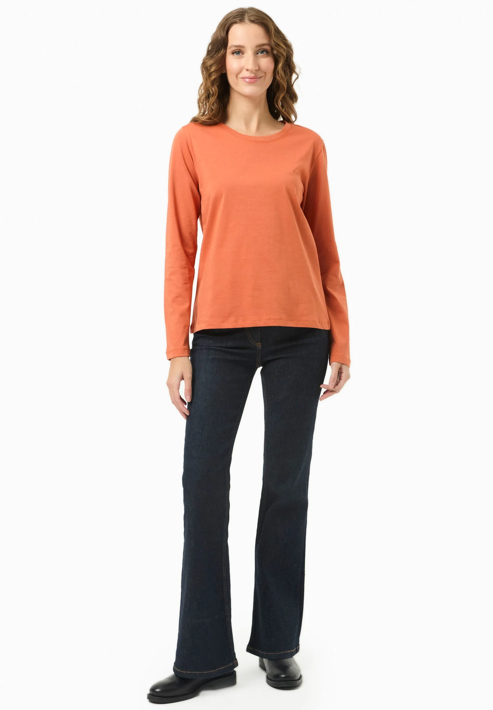 Women's Casual Long-Sleeved T-Shirt Dark Orange sold by Ivalo.com product image thumbnail 3