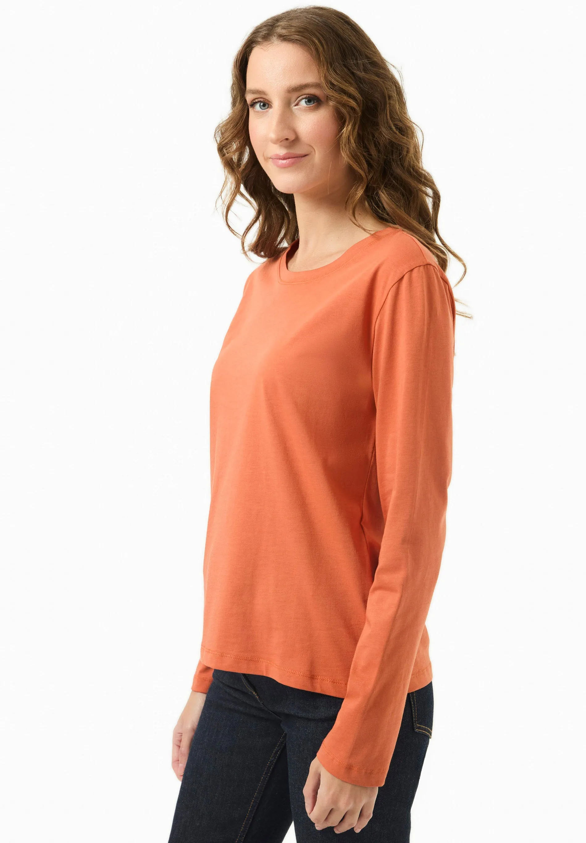 Women's Casual Long-Sleeved T-Shirt Dark Orange sold by Ivalo.com product image thumbnail 4