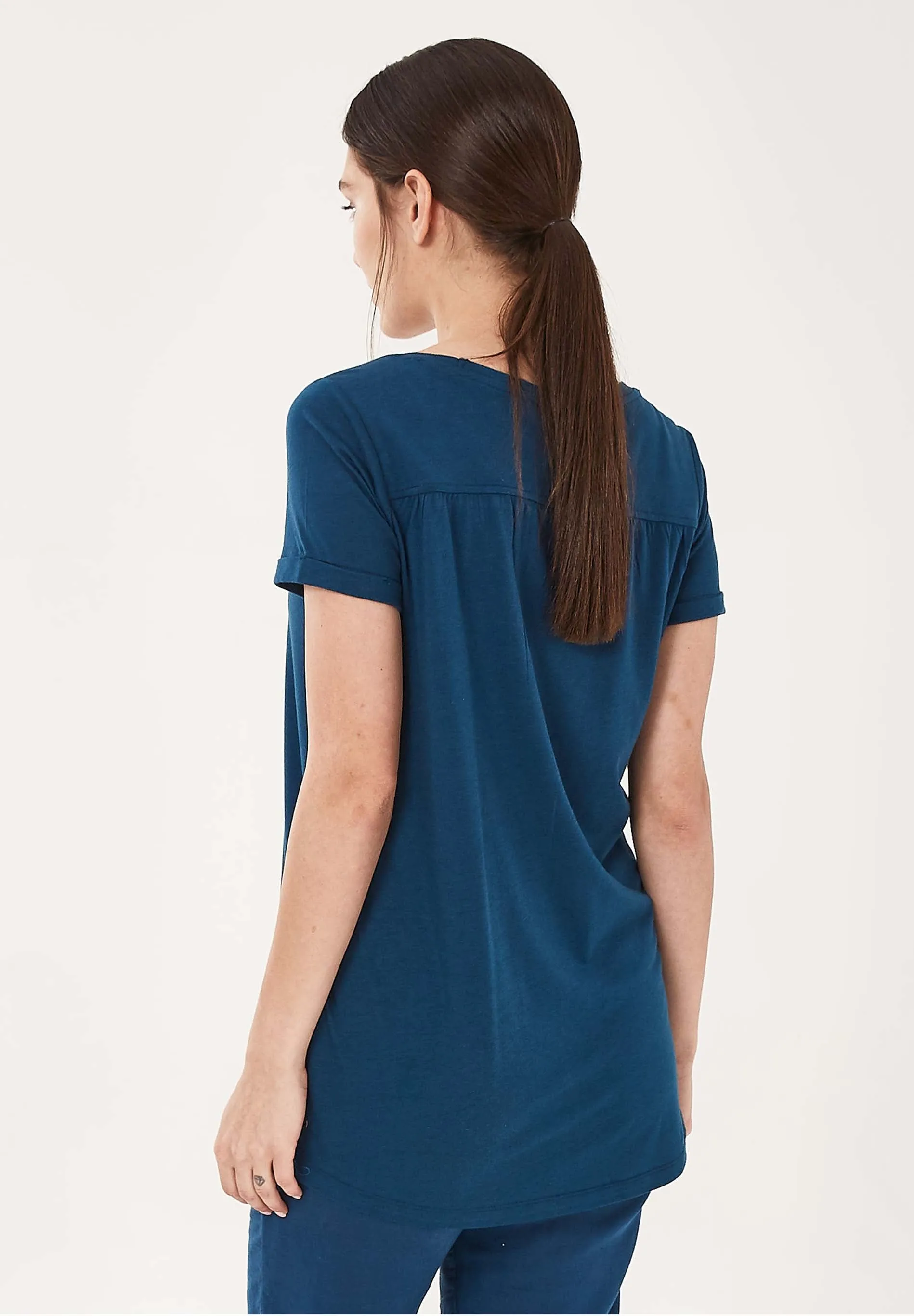 Lyocell Blend Round Neck T-Shirt Navy sold by Ivalo.com product image thumbnail 4