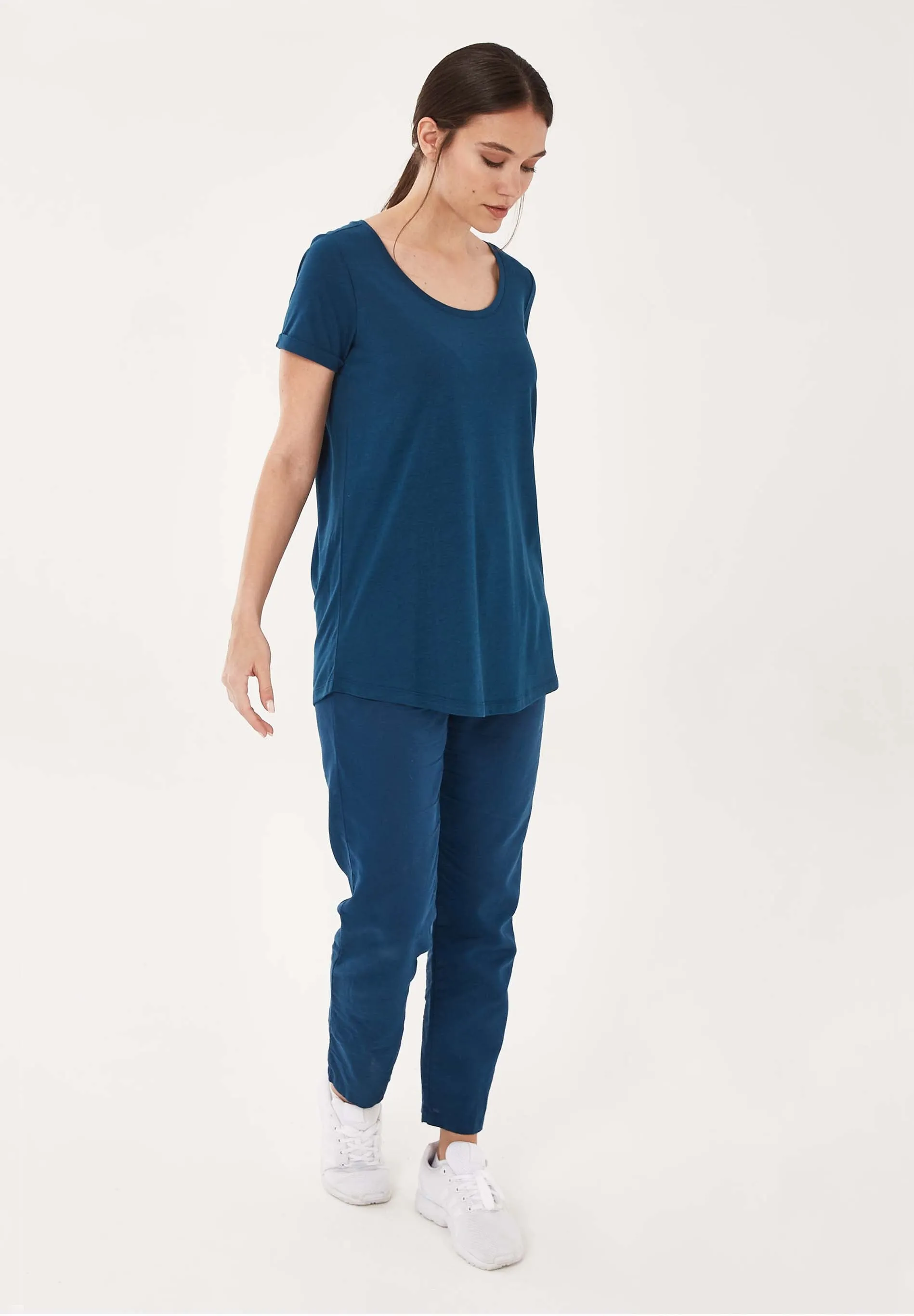 Lyocell Blend Round Neck T-Shirt Navy sold by Ivalo.com product image thumbnail 2