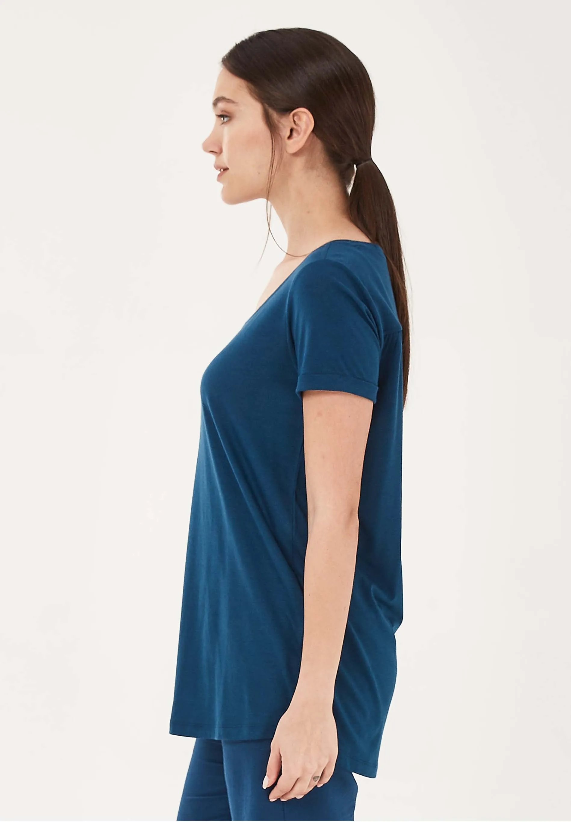 Lyocell Blend Round Neck T-Shirt Navy sold by Ivalo.com product image thumbnail 3