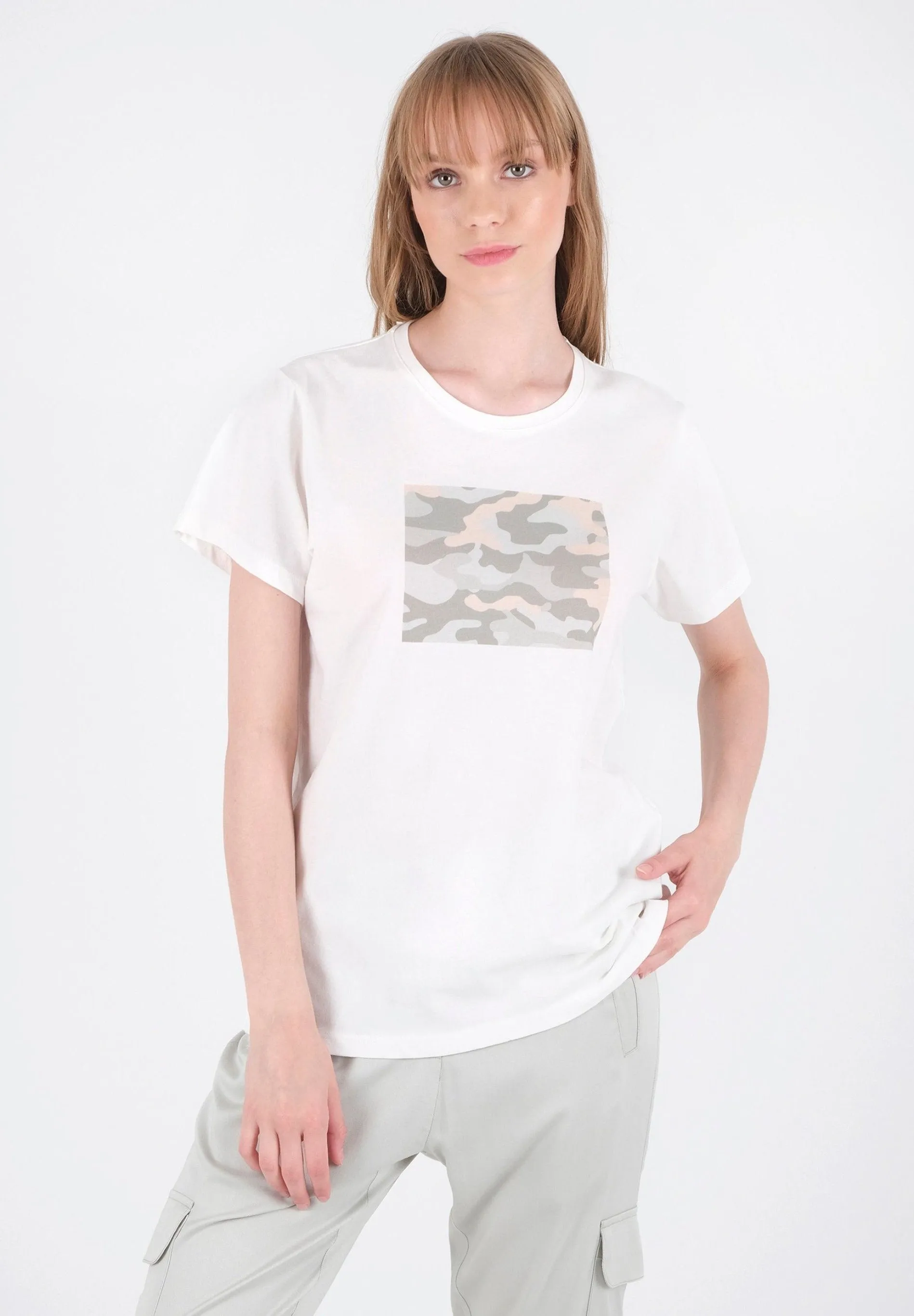 Women's Camouflage Print T-Shirt White sold by Ivalo.com