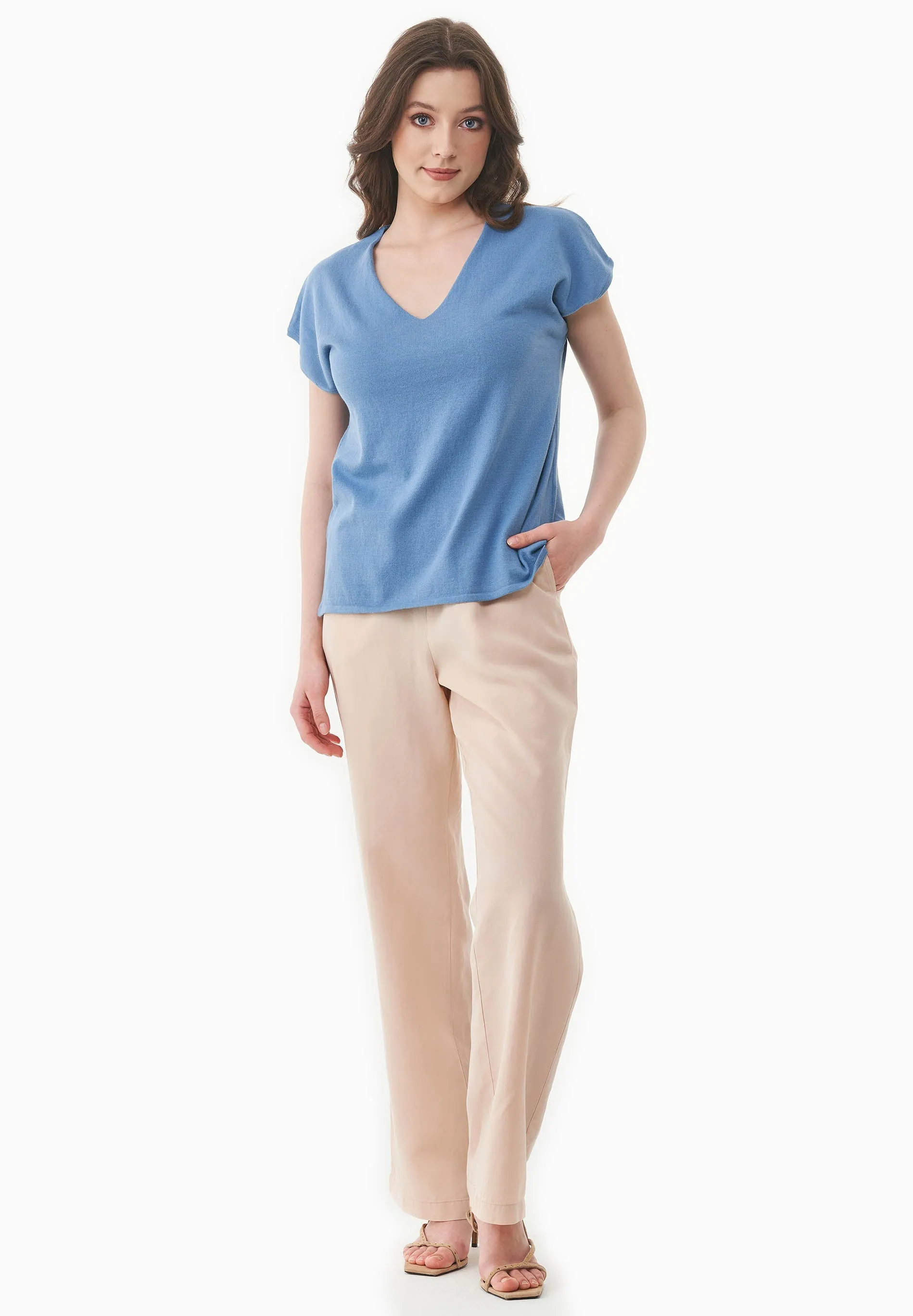 Women's Knit V-Neck T-Shirt Coronet Blue sold by Ivalo.com product image thumbnail 3