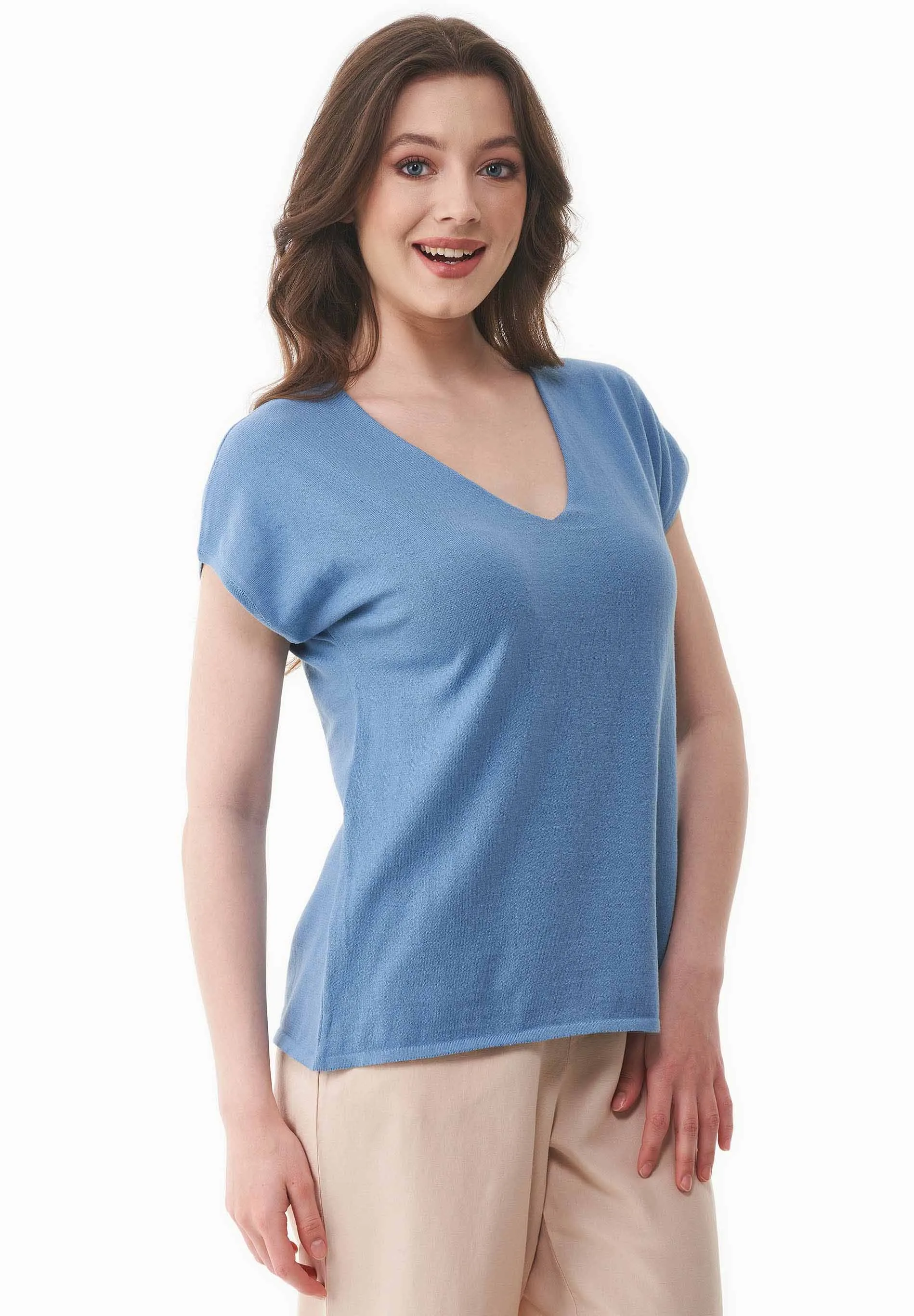 Women's Knit V-Neck T-Shirt Coronet Blue sold by Ivalo.com product image thumbnail 4