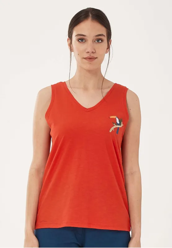 Toucan Embroidered Tank Top Red sold by Ivalo.com