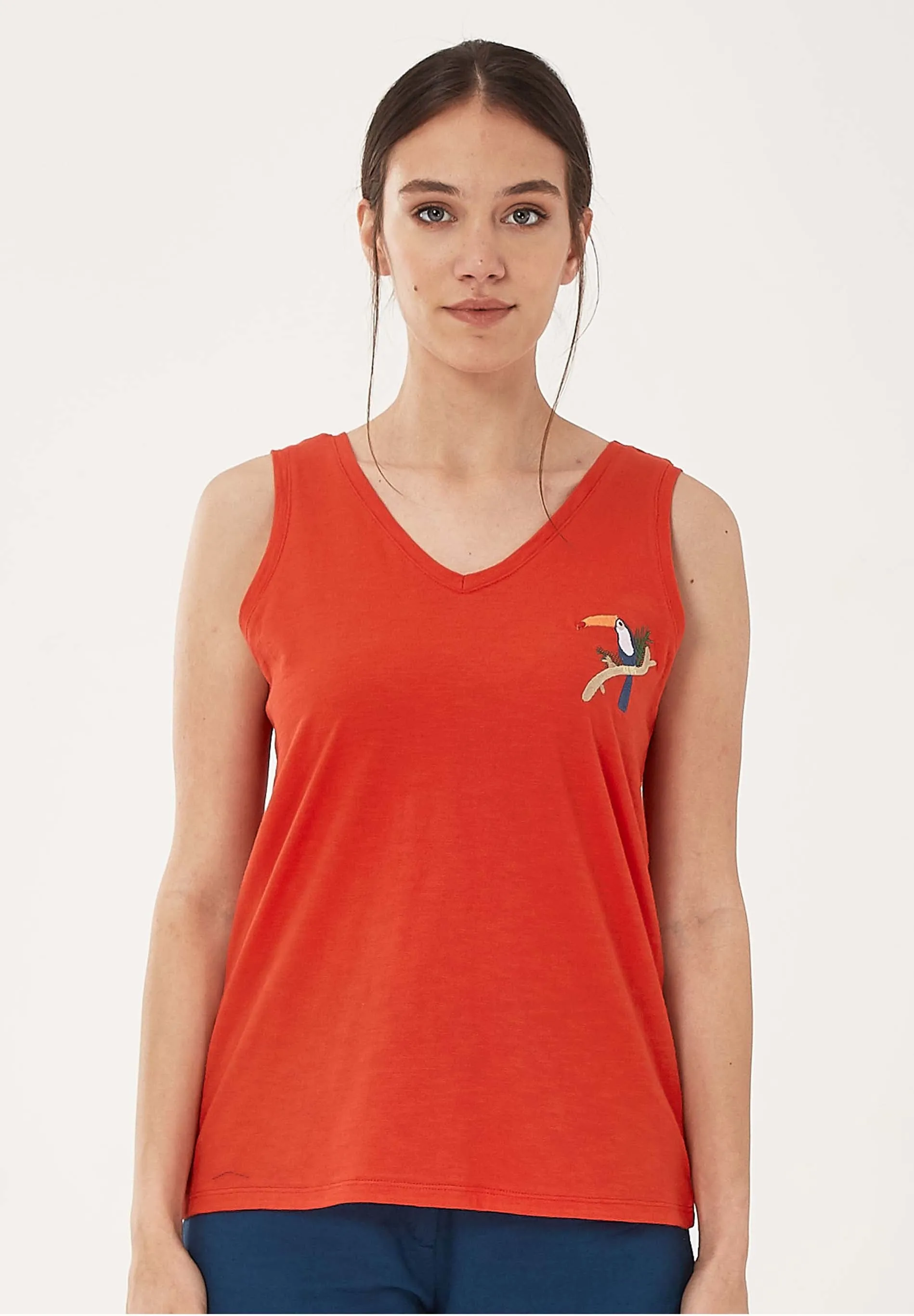 Toucan Embroidered Tank Top Red sold by Ivalo.com