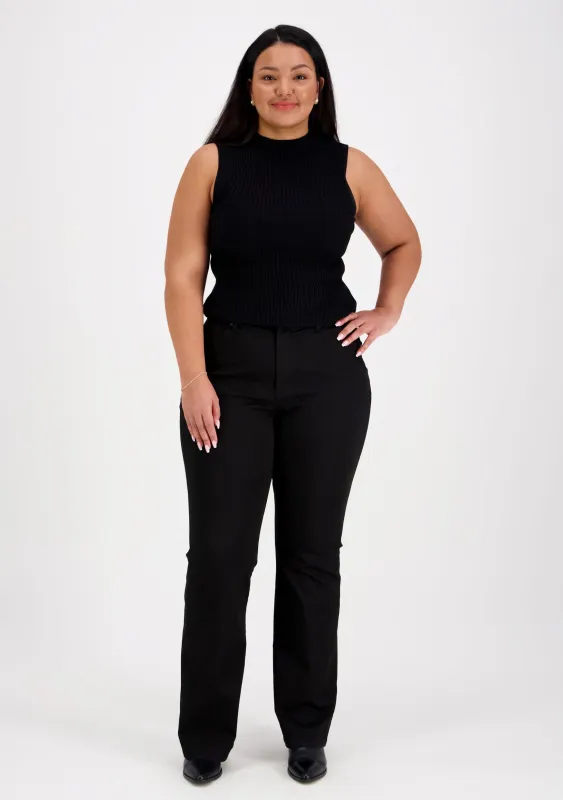 Caramel Flare Curvy Fit Stay Jeans Black sold by Ivalo.com