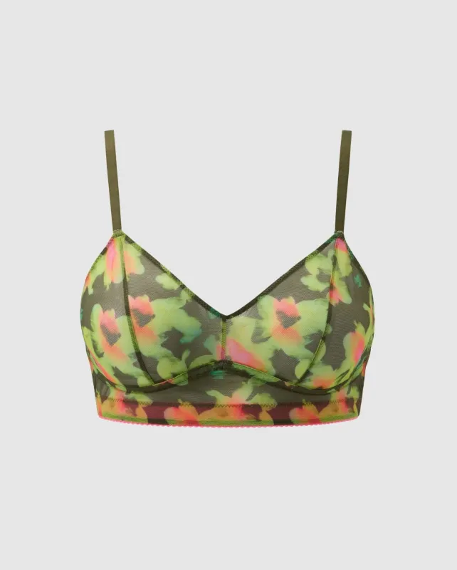 Mesh Balconette Olive Abstract Floral sold by Ivalo.com