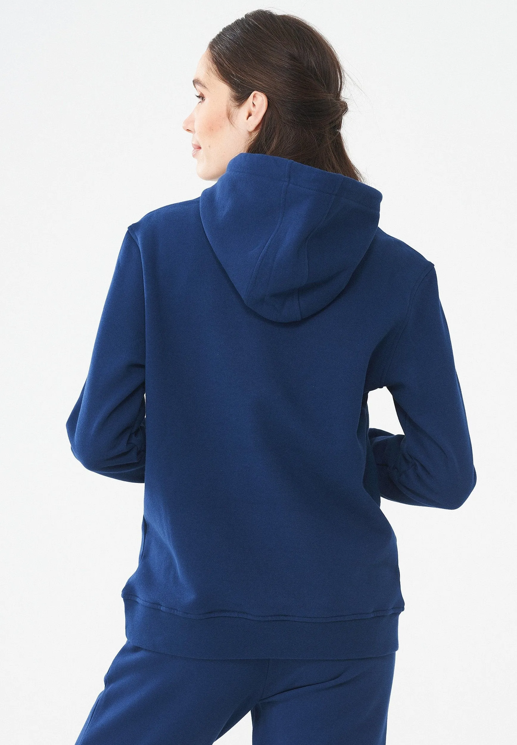 Women's Organic Cotton Hoodie With Kangaroo Pocket Navy sold by Ivalo.com product image thumbnail 2