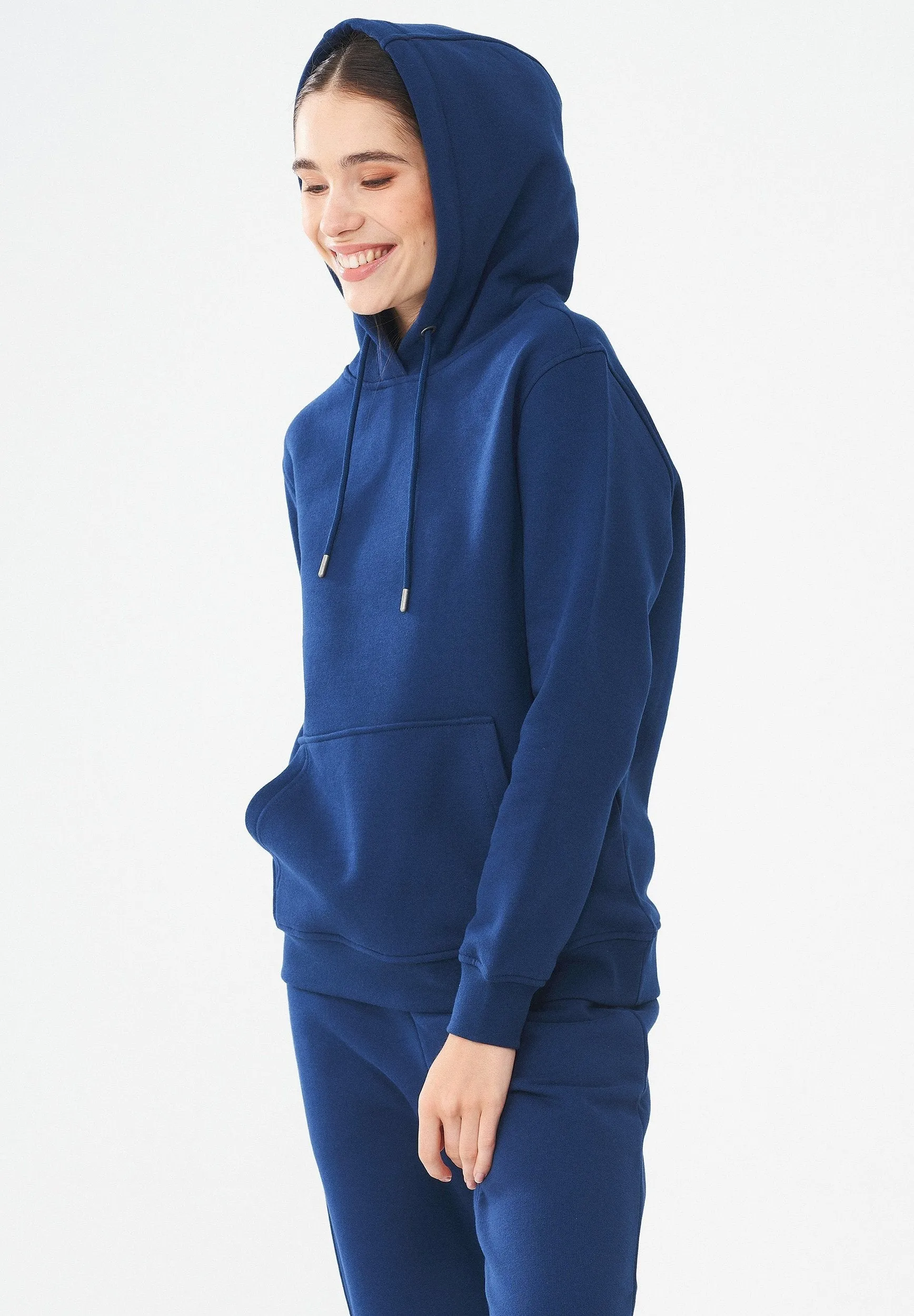 Women's Organic Cotton Hoodie With Kangaroo Pocket Navy sold by Ivalo.com product image thumbnail 5